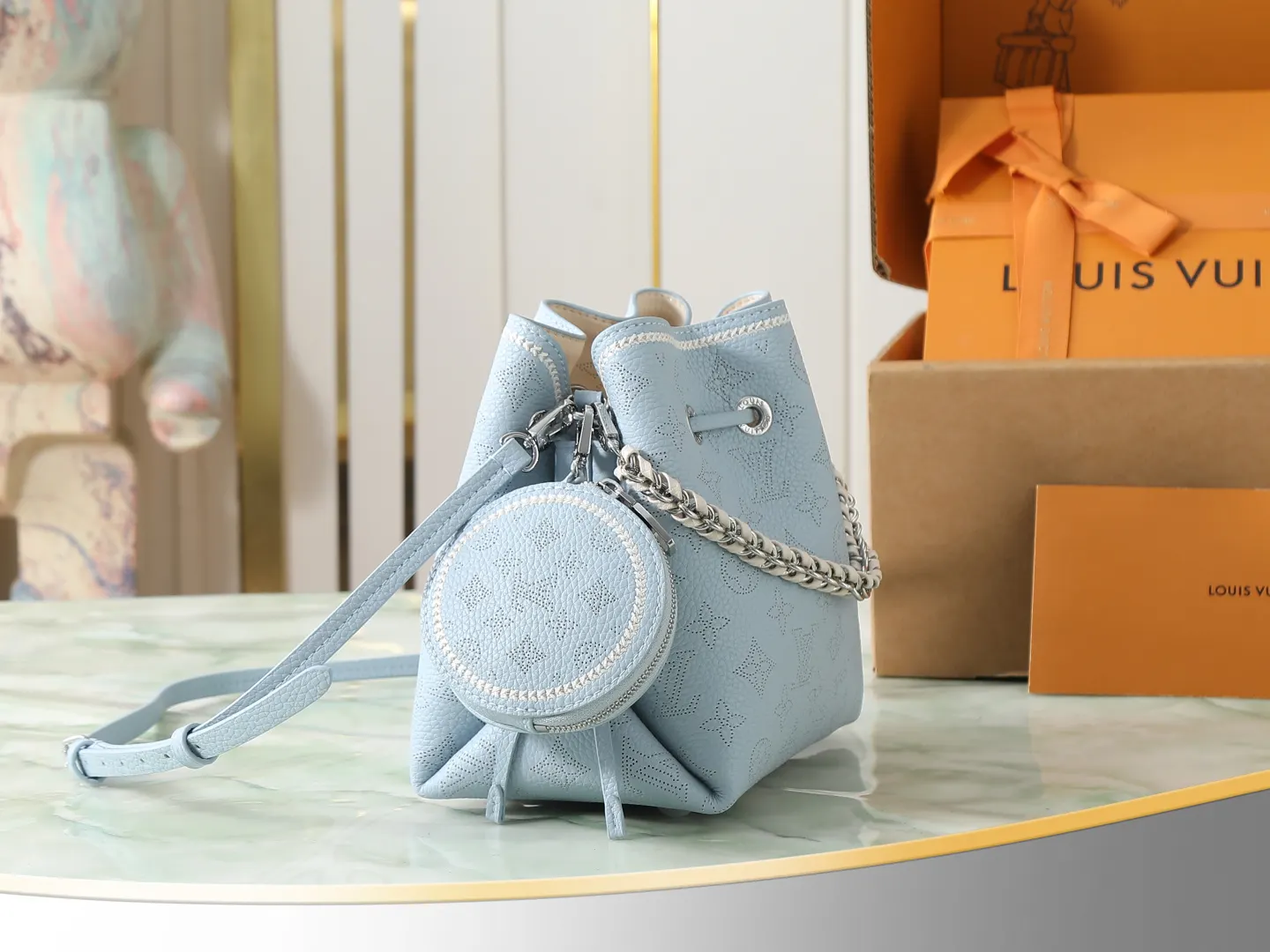 Blue Chain Bag Leather