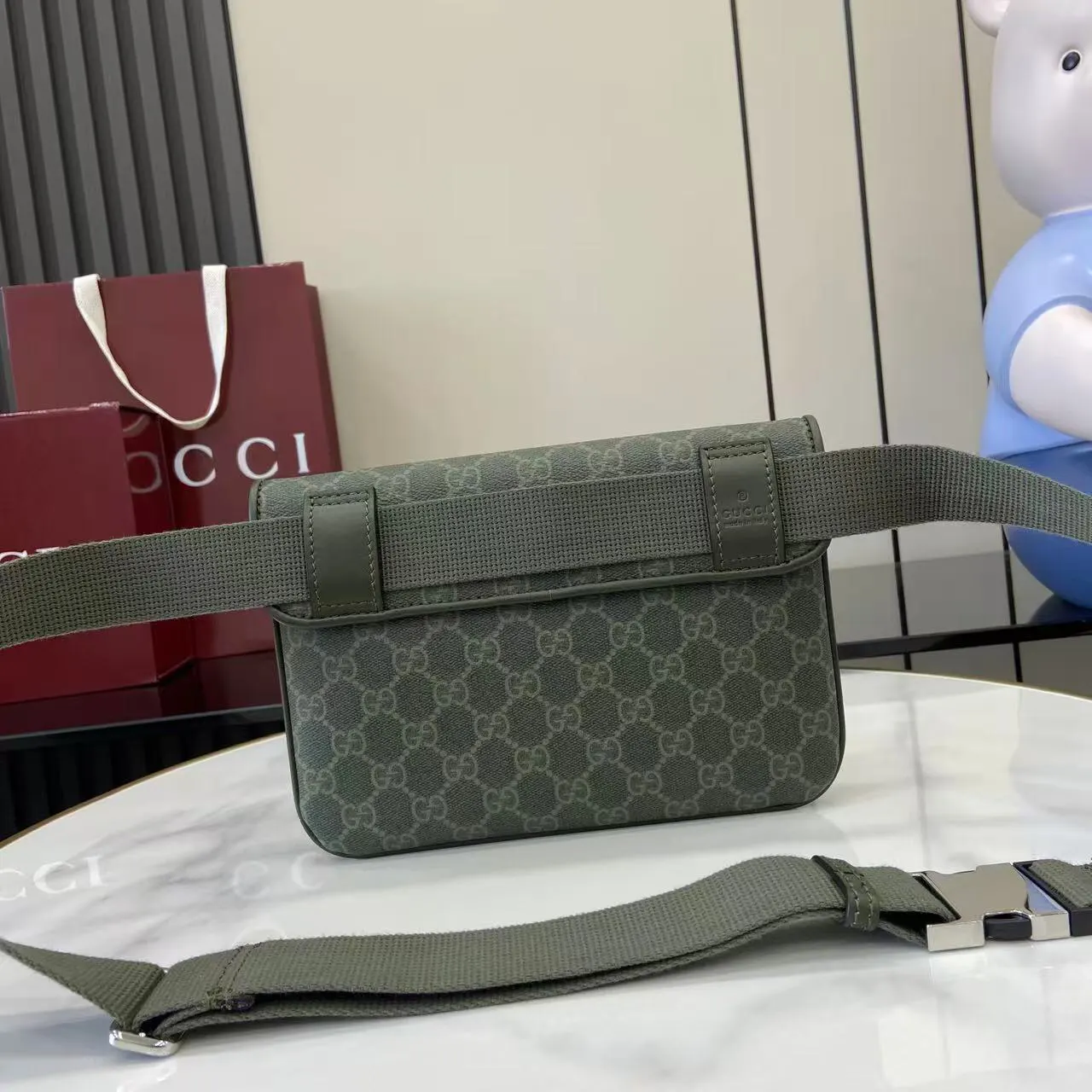 绿色 金色 帆布 腰包 休闲腰包款