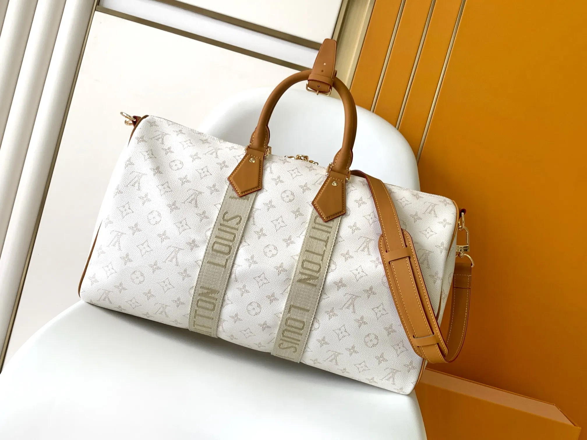 Keepall 白色 牛皮 旅行袋 大容量旅行款