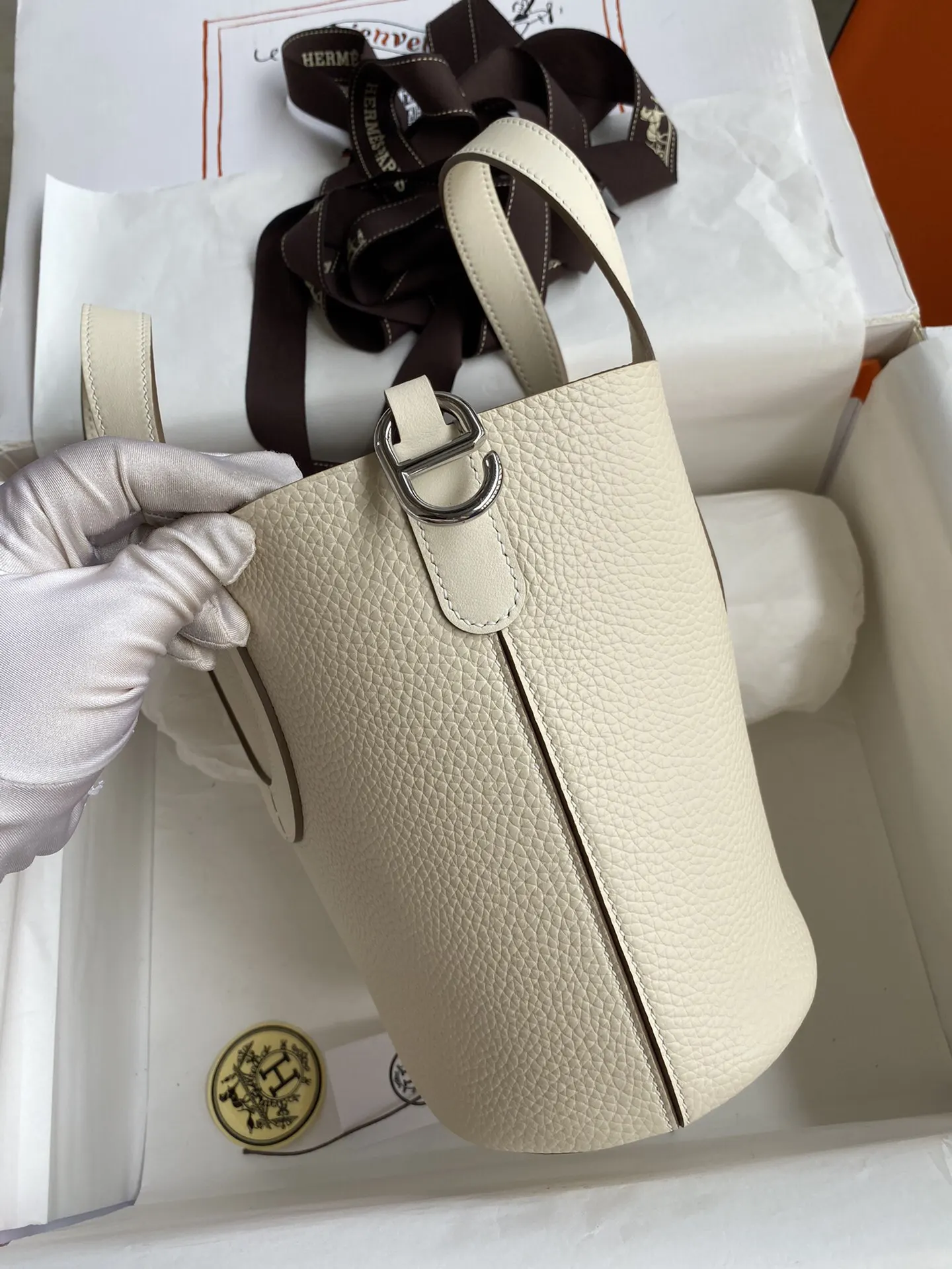 Hermès Picotin 奶昔白 Swift小牛皮 水桶包 18cm