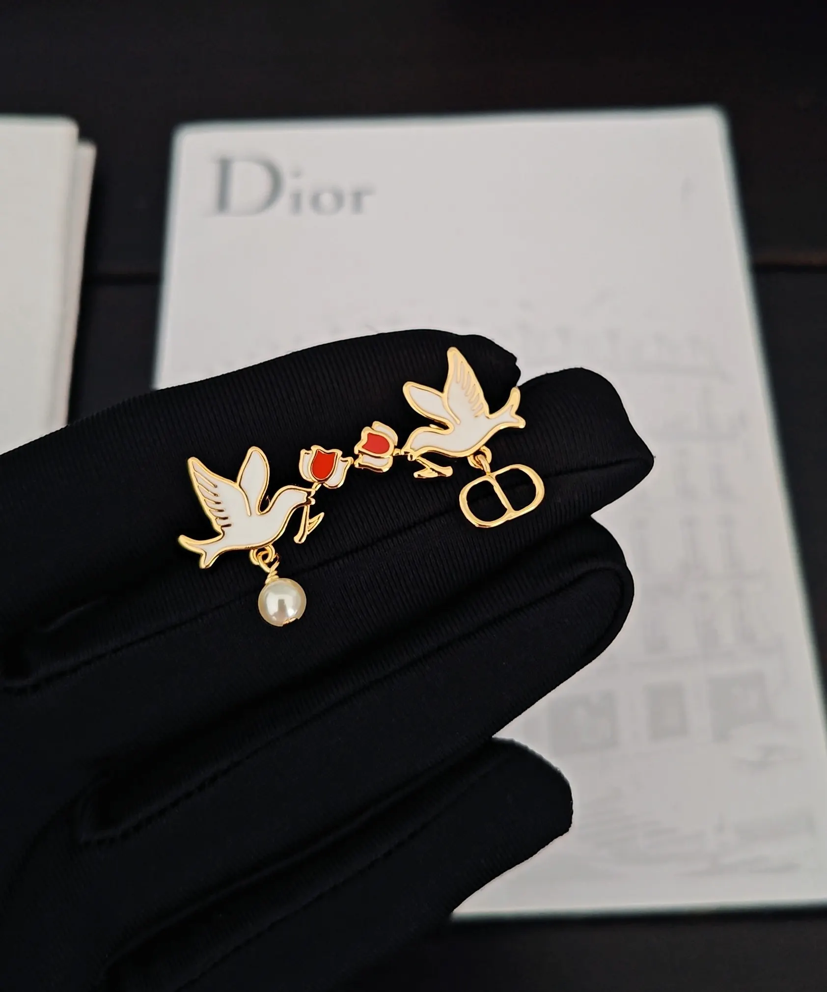 Dior 金色 蝴蝶结 耳饰