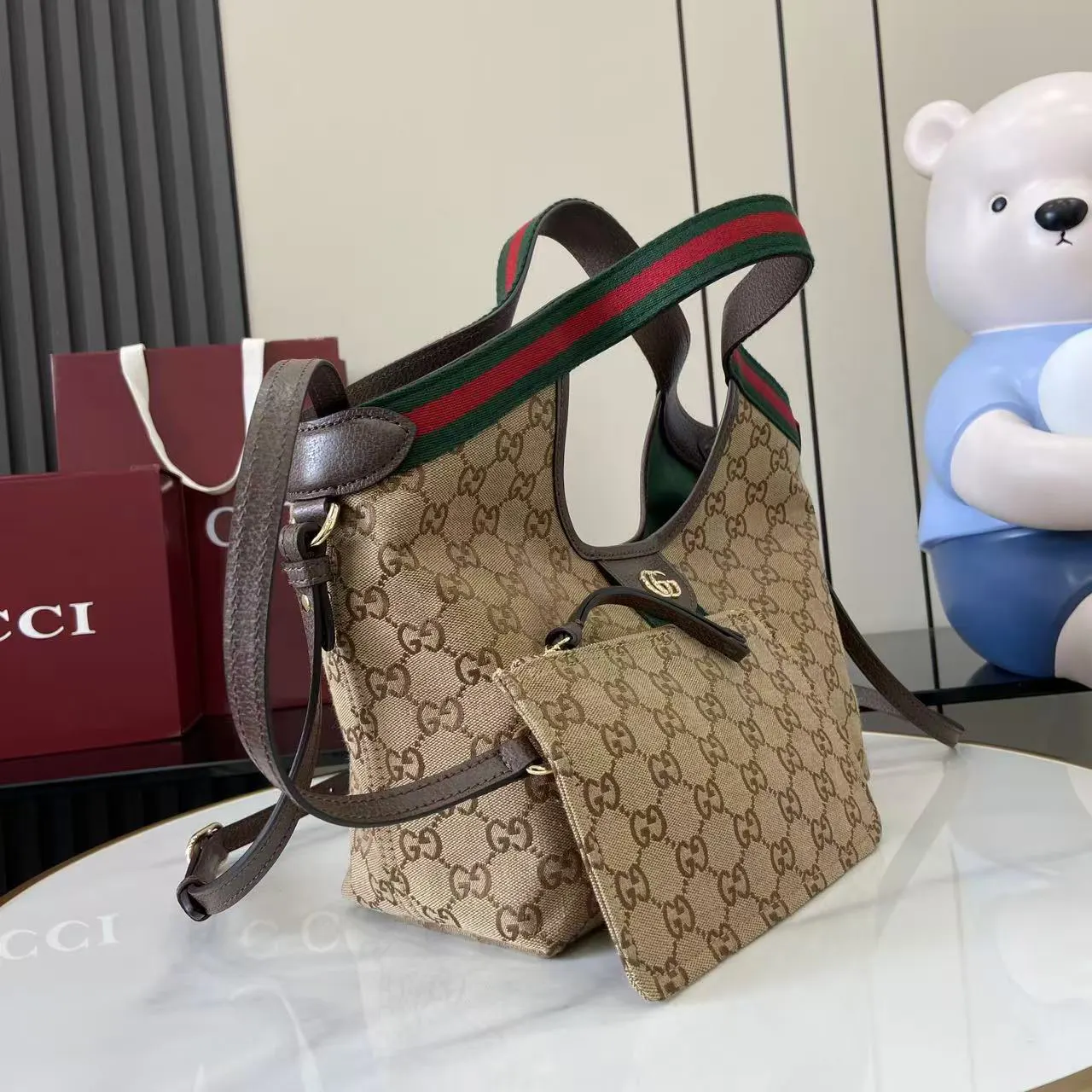棕色 綠色 帆布 托特包 大容量托特款