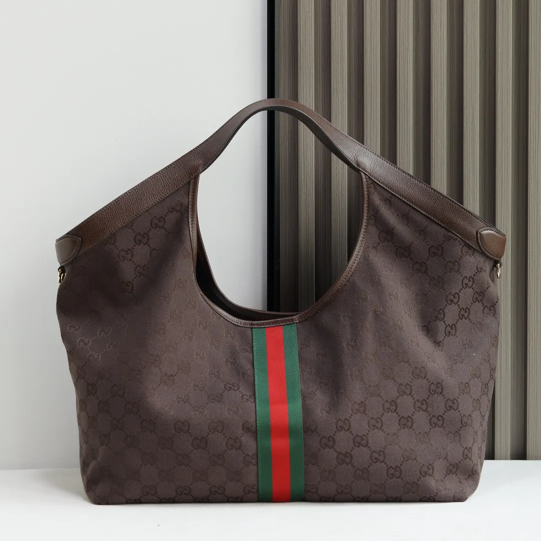 Brown Gold Clutch Bag Canvas