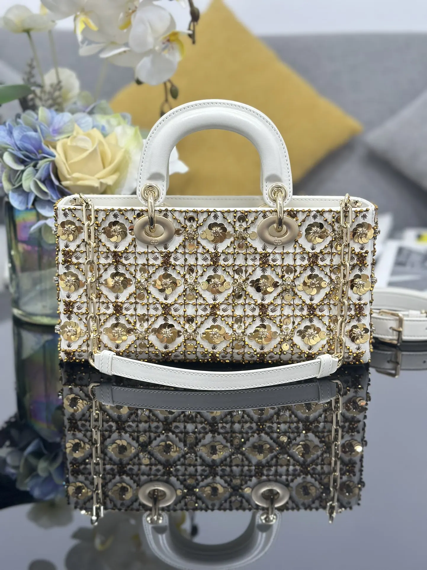 Dior 白色 金色 皮革 鏈條包 精致鏈條款