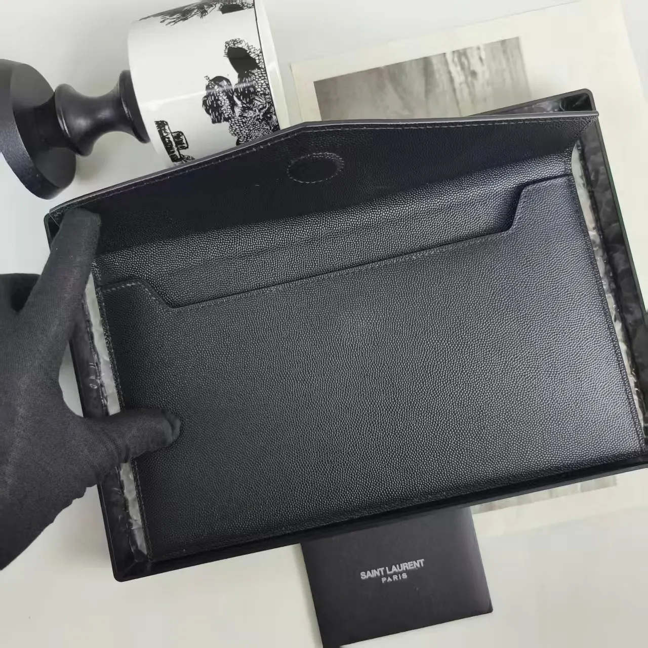 Black Clutch Bag Classic Leather