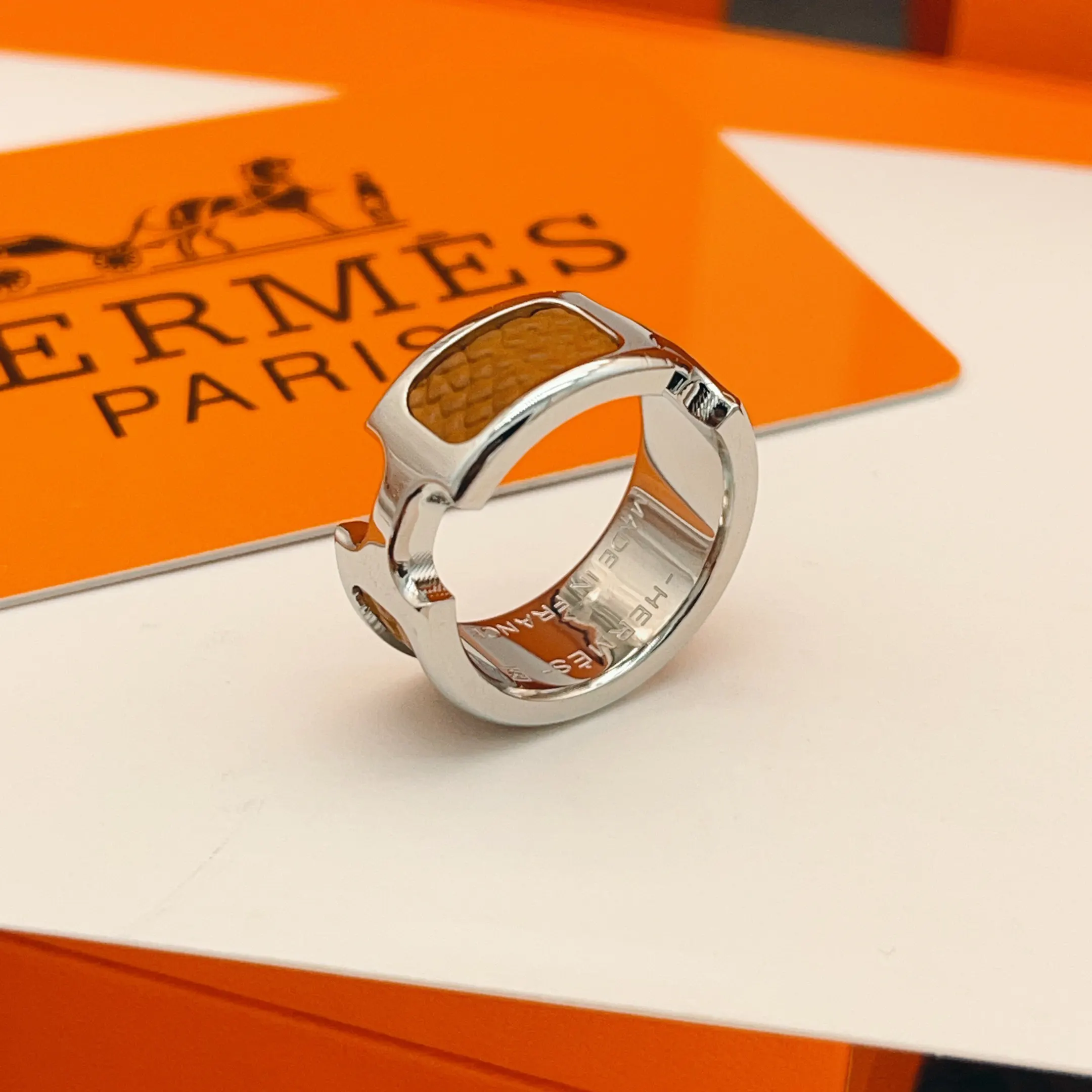 Hermès Brown Leather Ring