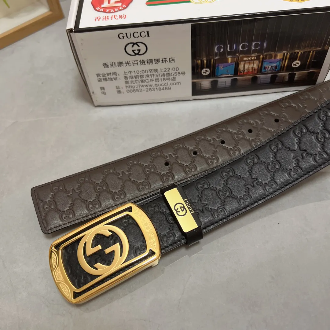 Gucci Double G 雙G扣牛皮腰帶