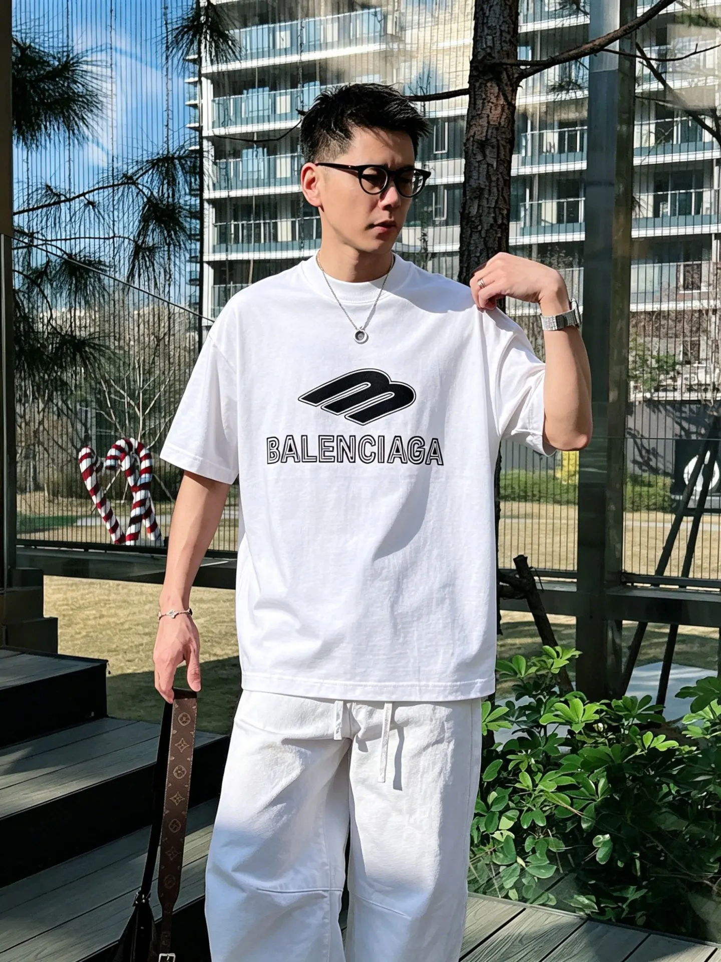 Balenciaga 黑白 純棉 Logo 短袖T恤