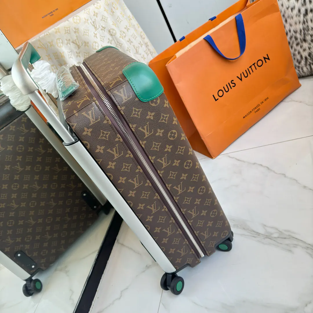LV 棕色 老花 帆布 ｜ 版 登机行李箱 四轮 旅行拉杆款 輕便出行款