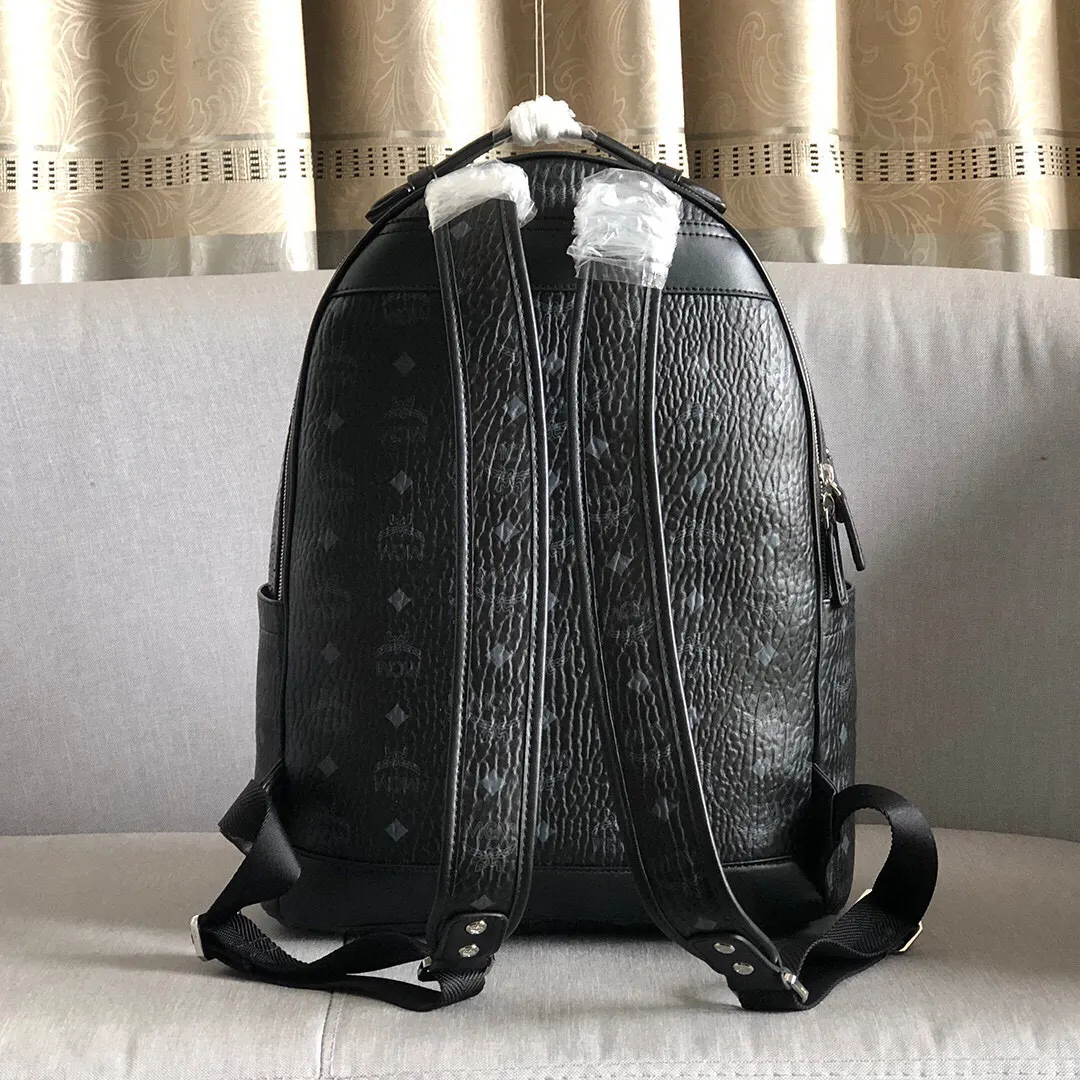 黑色 牛皮 款号 MCM Stark 双肩包 实用双肩款