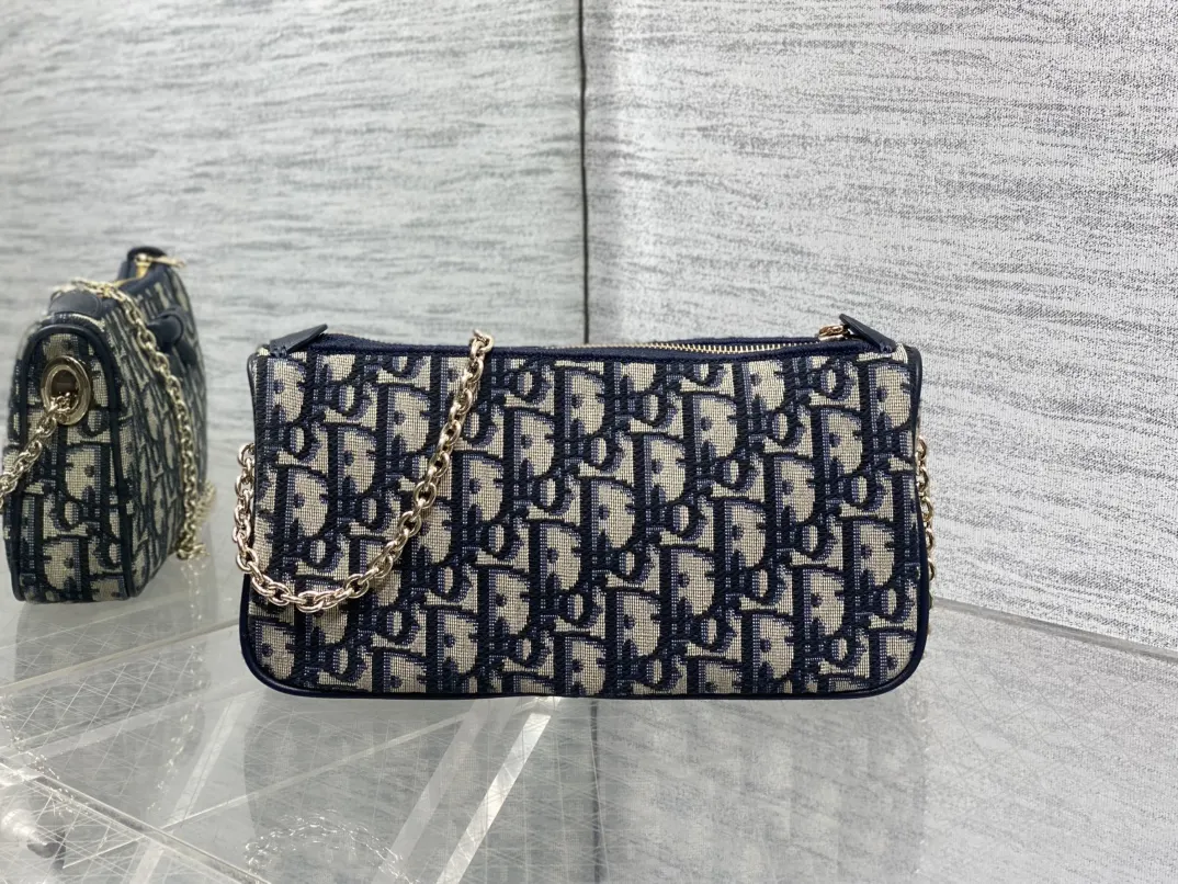 Dior Oblique Black Leather Chain Bag Handheld Messenger