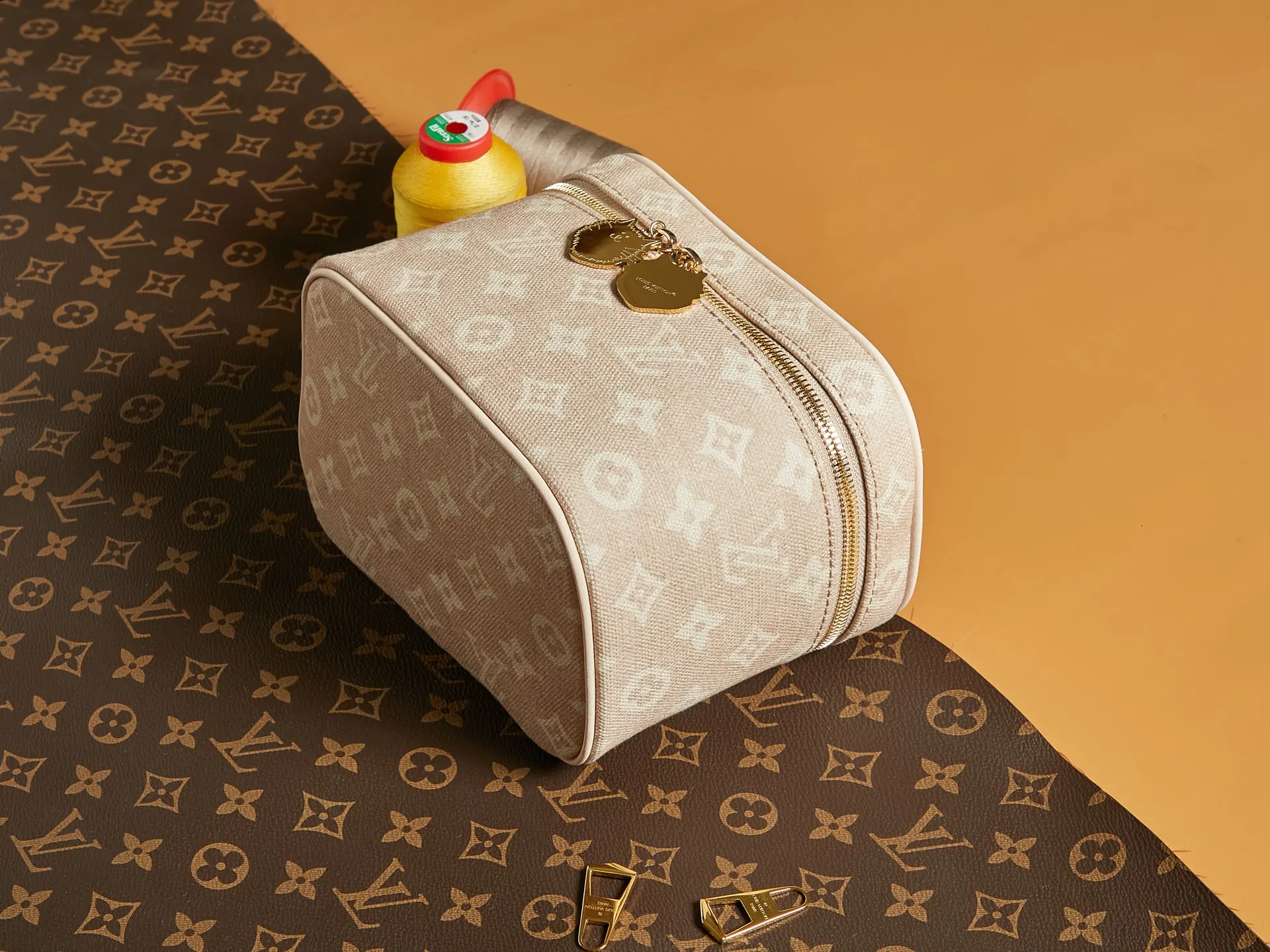 Louis Vuitton Gold Cosmetic Pouch Canvas