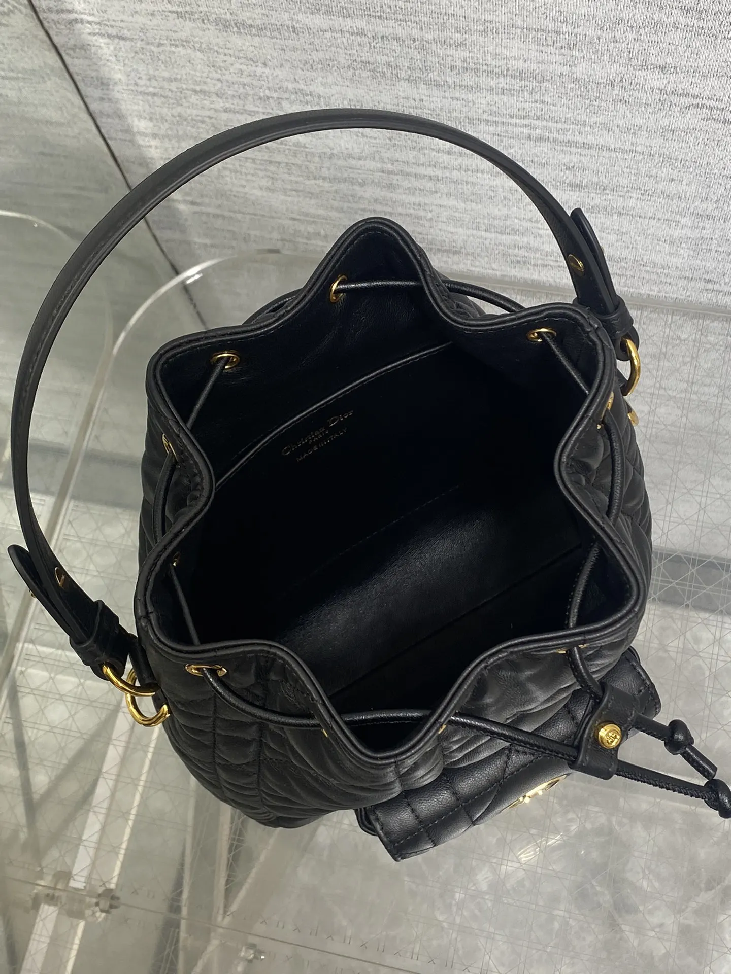 Dior Caro Leather Bucket Bag
