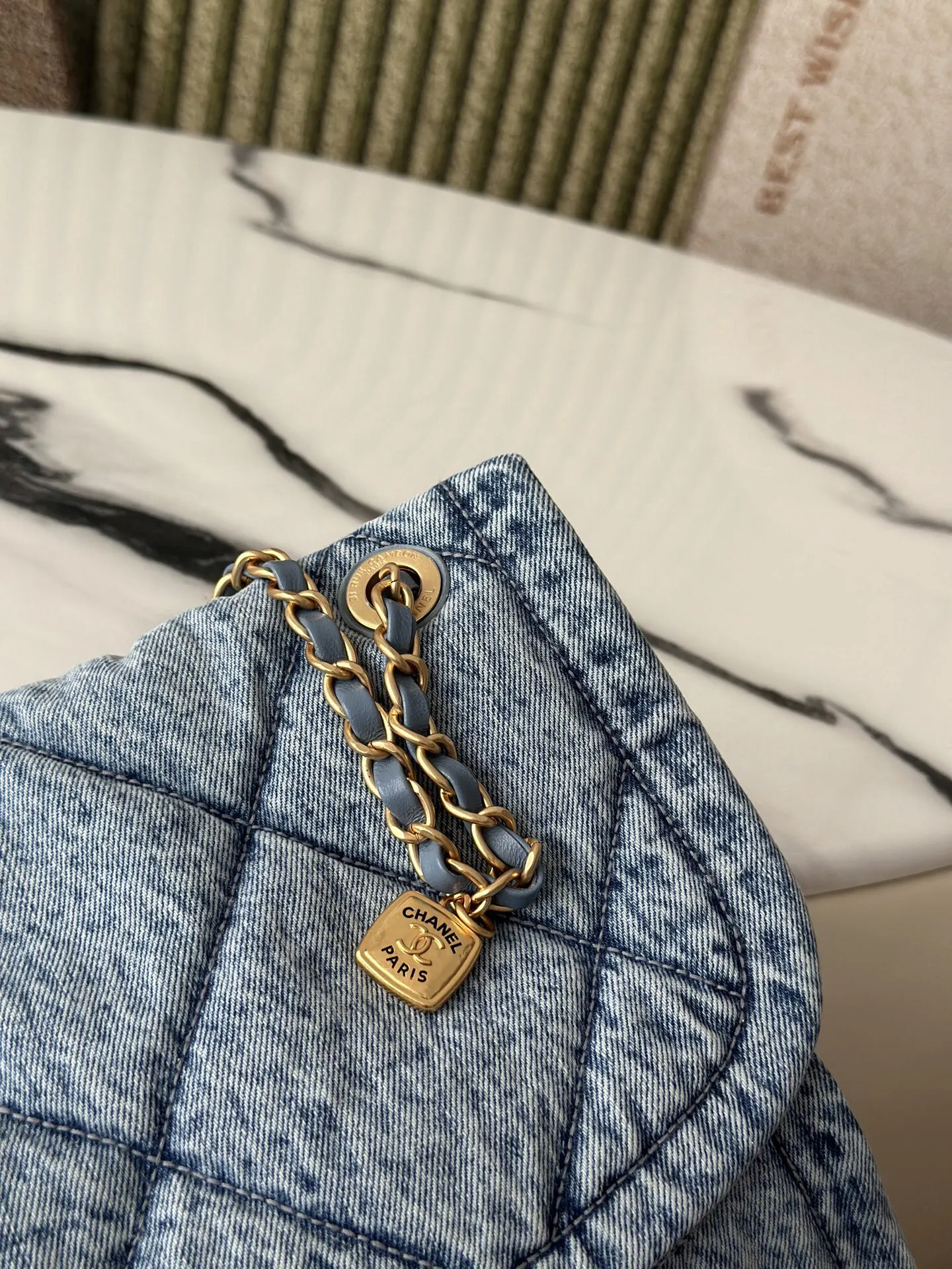 CHANEL 金色 牛仔 鏈條包 精致鏈條款