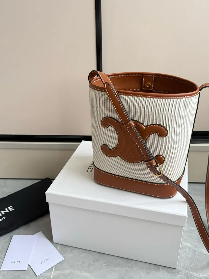 Bucket Bag Casual Canvas Leather