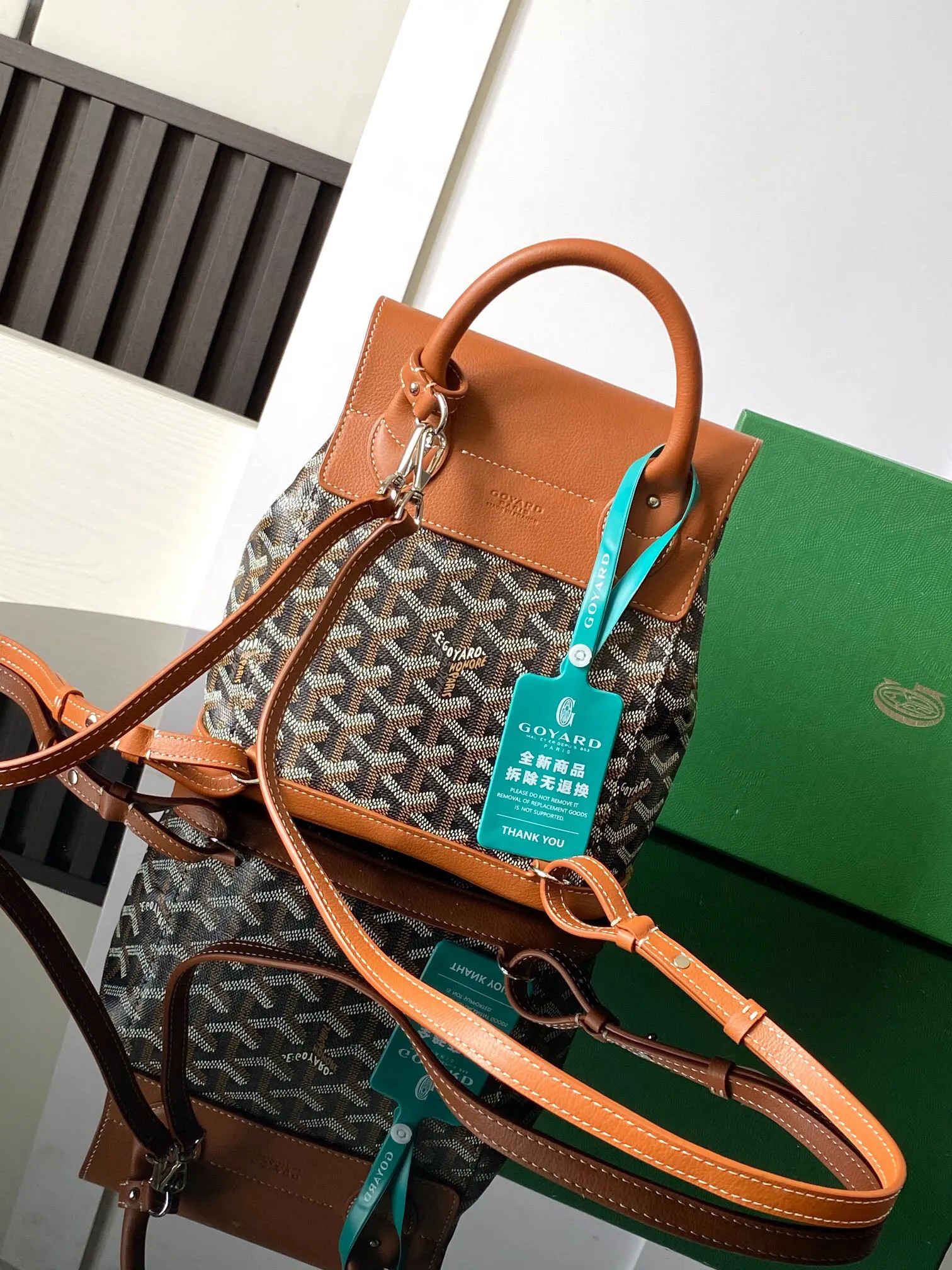 纽扣款 黑棕 雙肩包 实用雙肩款