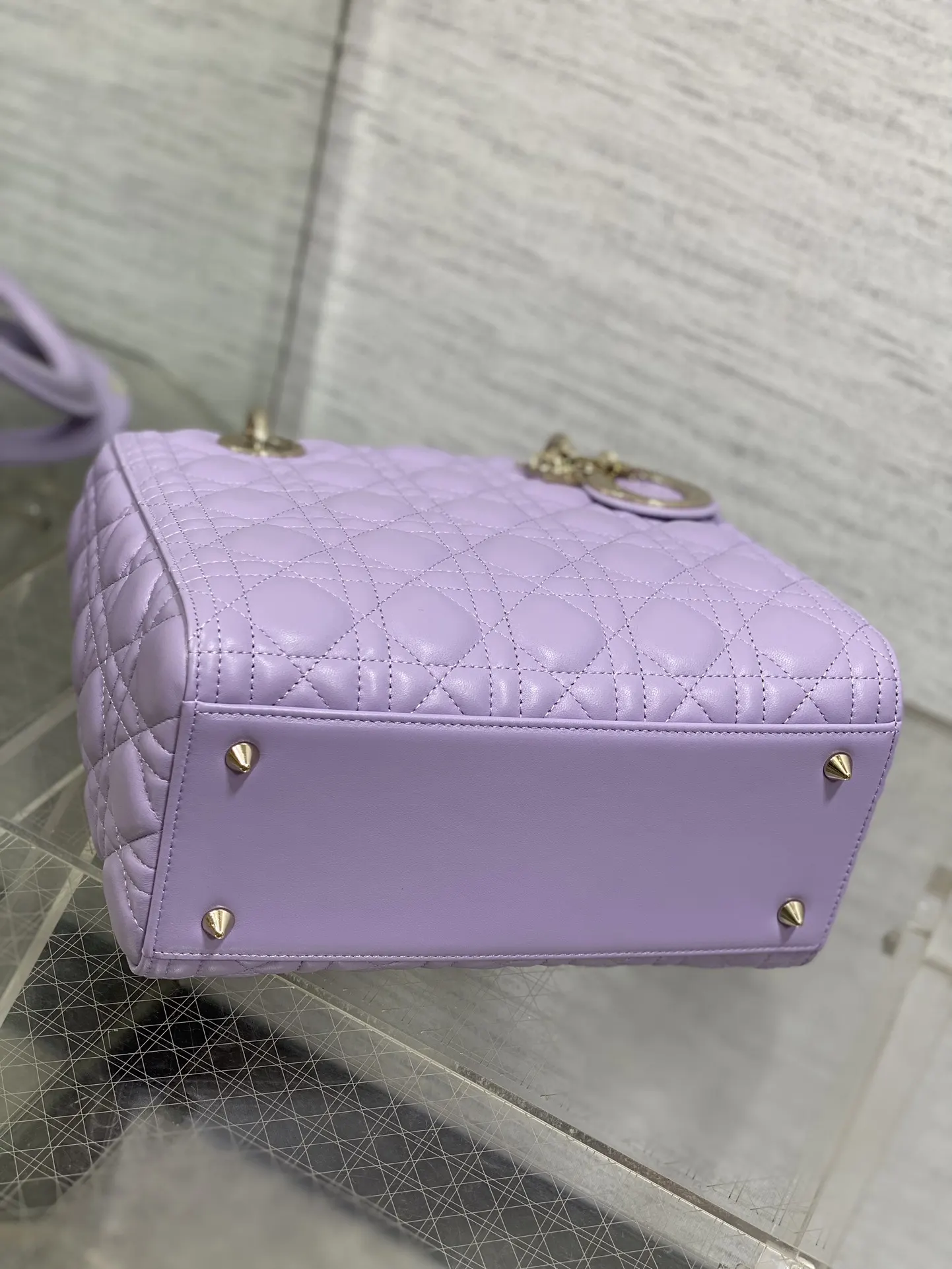 Dior 羊皮 进口 羊皮戴妃包梦幻紫 羊筋绒 手提包 通勤手提款