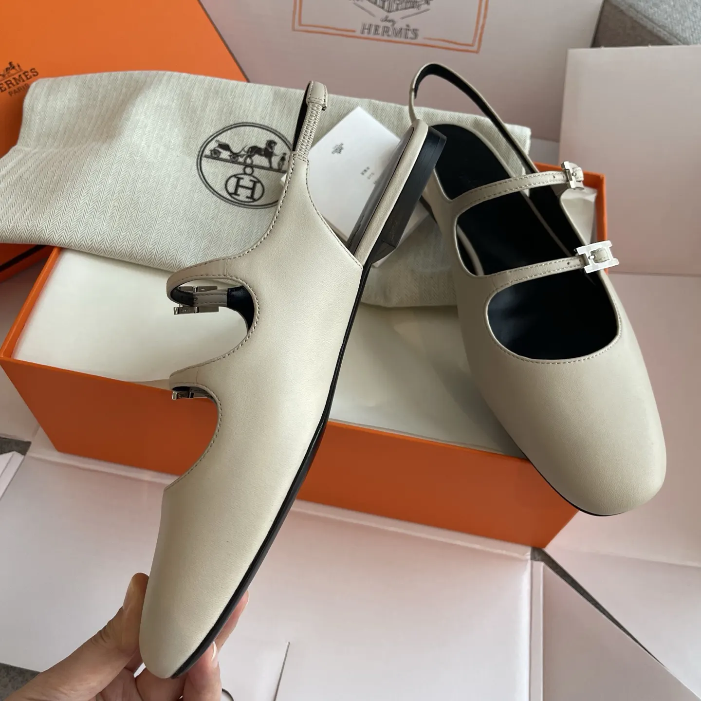 Hermès 羊皮 平底鞋