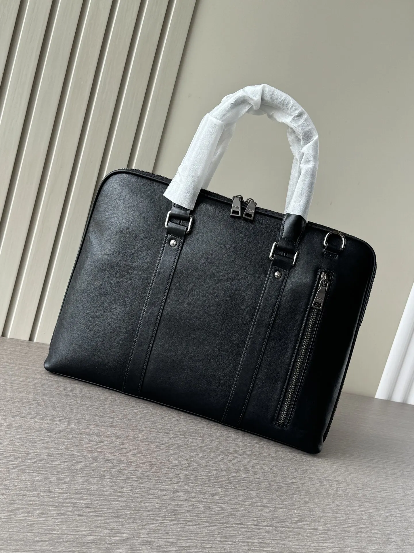 Prada 黑色 啡色 小牛皮 公文包 商务通勤款