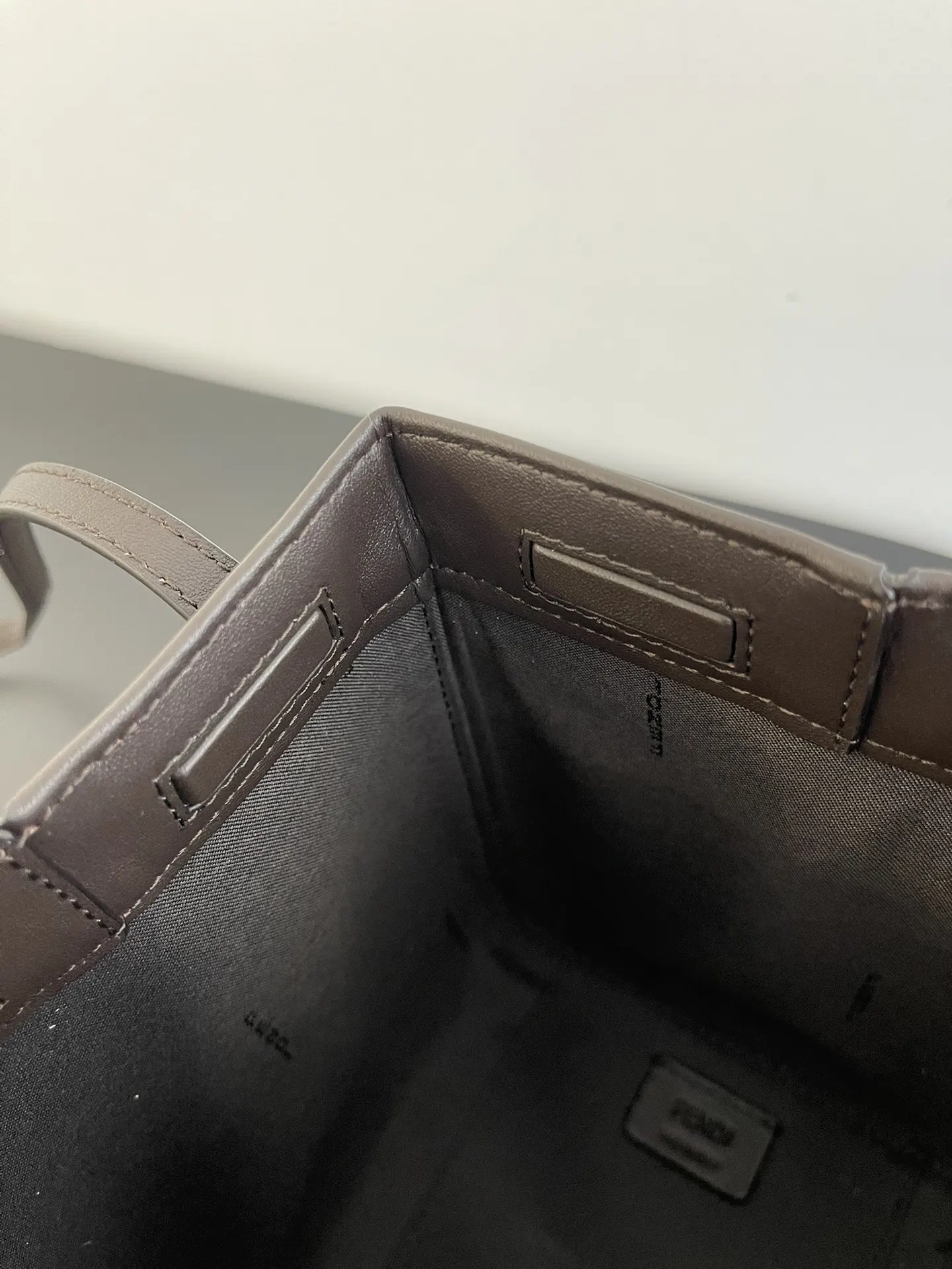 Coffee Monogram Tote Bag Leather