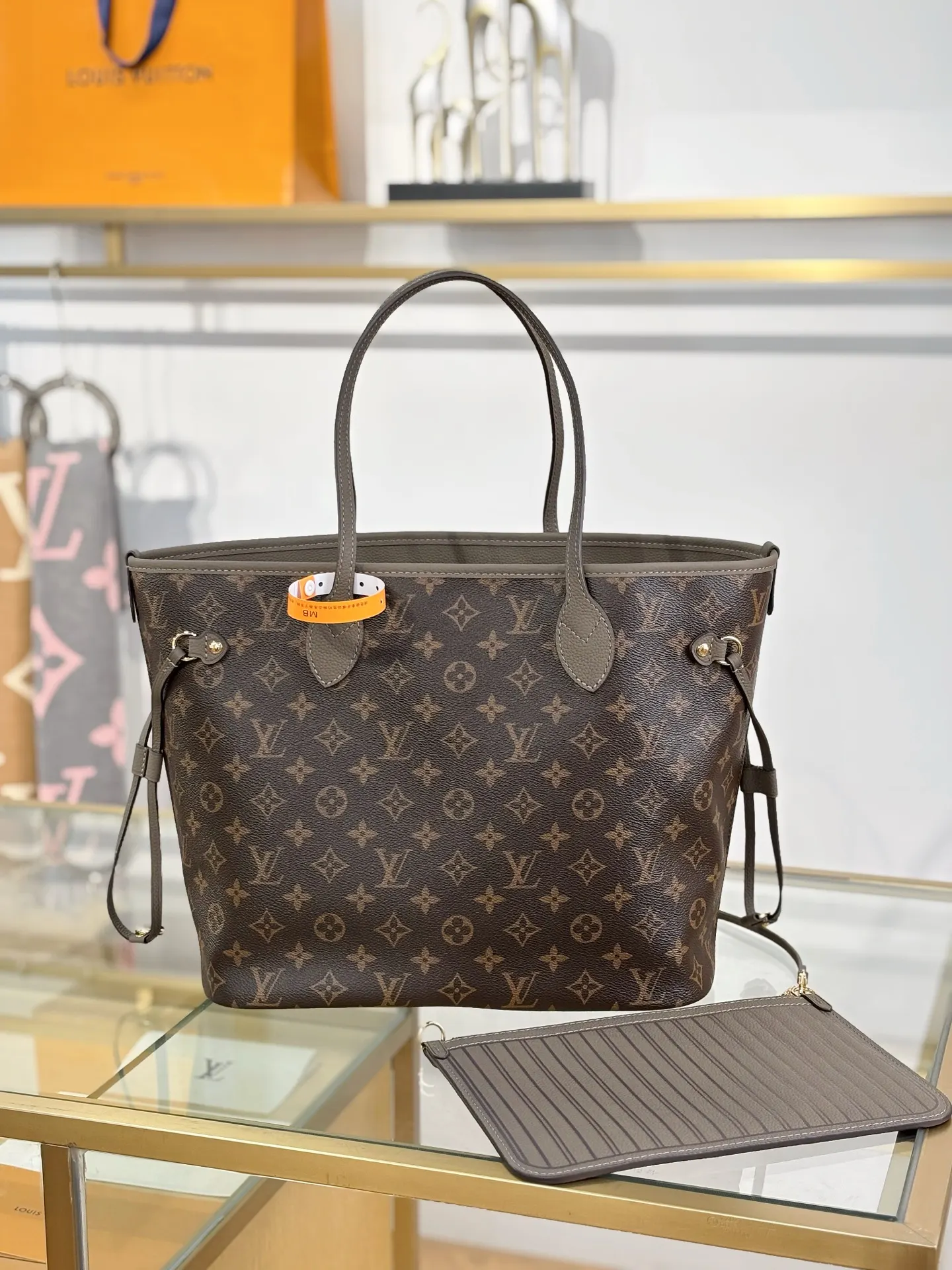 Neverfull 老花 灰色 腋下包 复古腋下背款