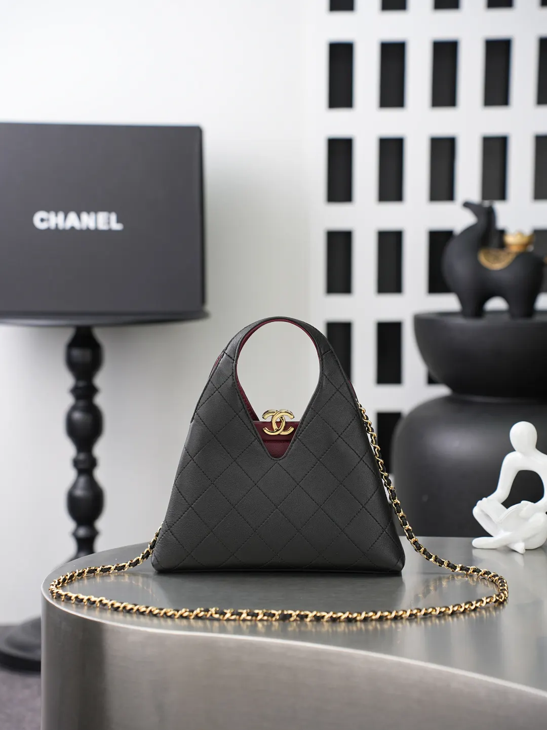 Black Red Chain Bag Premium Leather