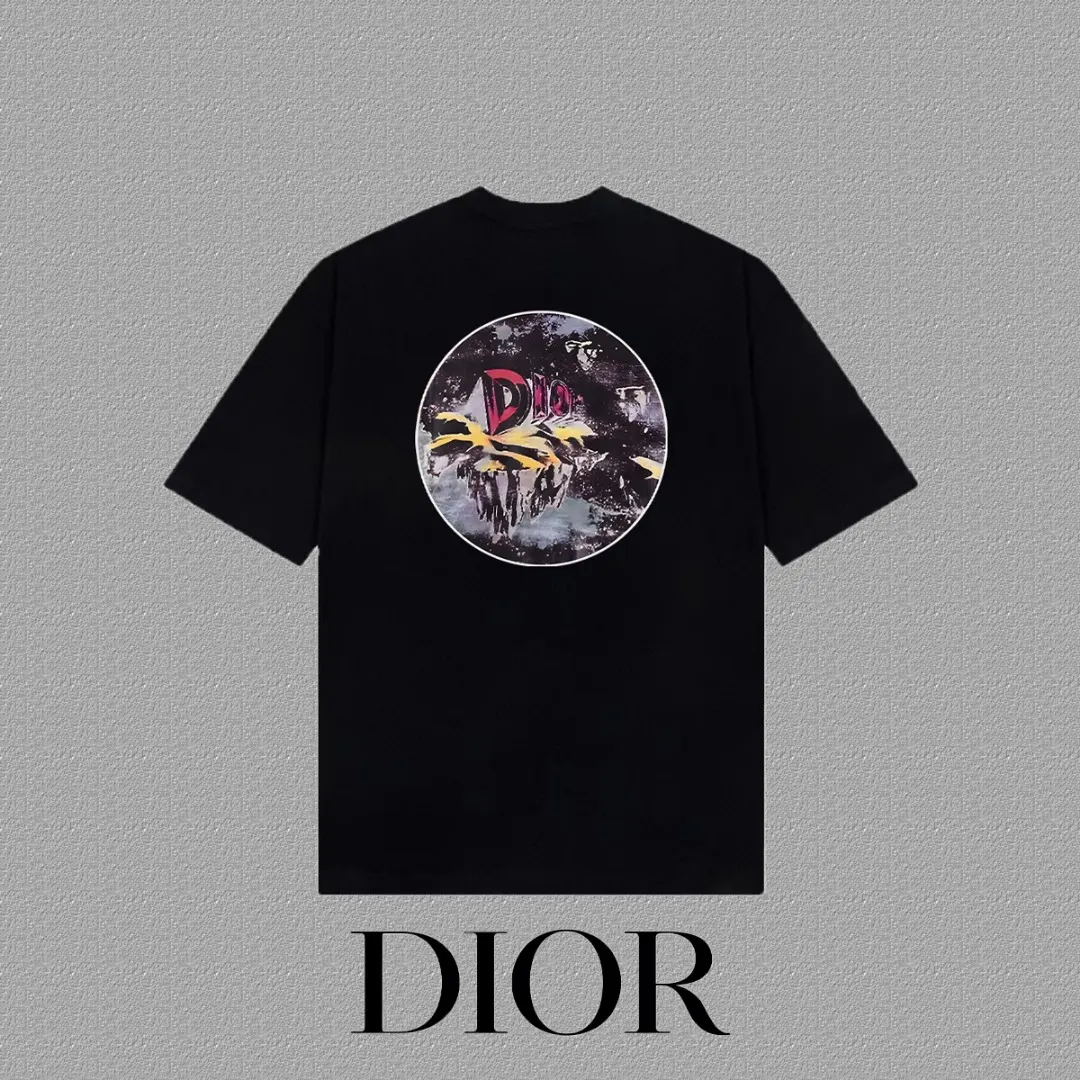 Dior 黑色手写字母短袖T恤 三角标识