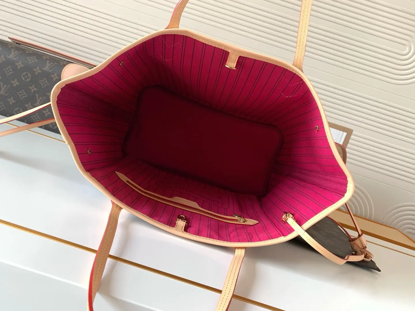 Neverfull 老花 牛皮 托特包 大容量托特款