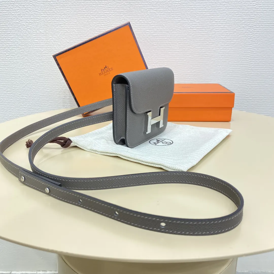 手工蜡线 铁灰銀扣 Constance Slim 珐 腰包 休閒腰包款
