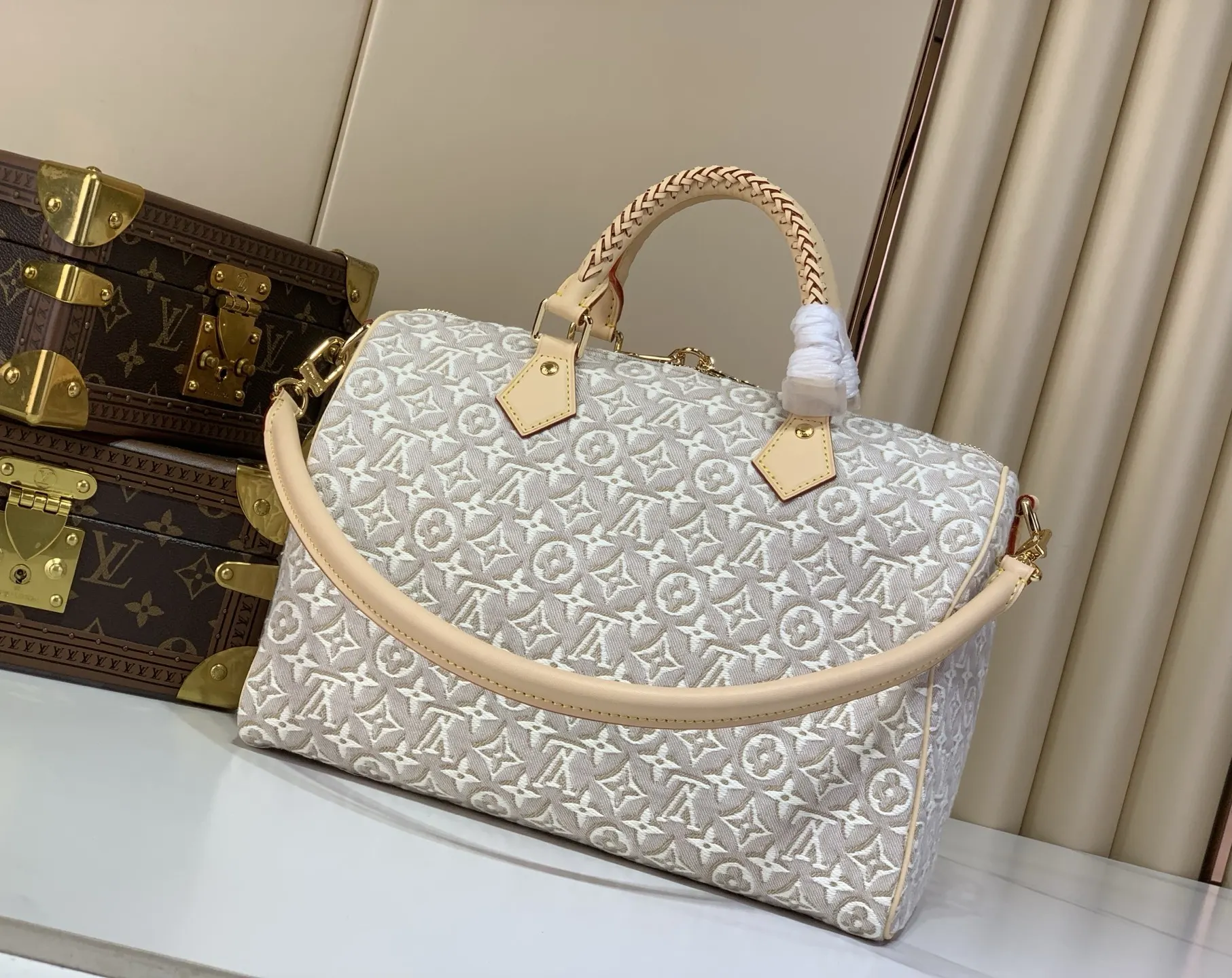 LV Speedy 白色 帆布 收纳包 旅行收纳款