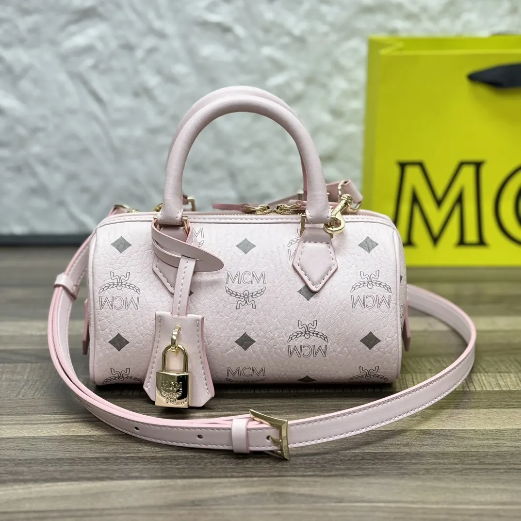 老花 皮革 Mcm Mini 波士顿包 全套 Cp 雙肩包 实用雙肩款