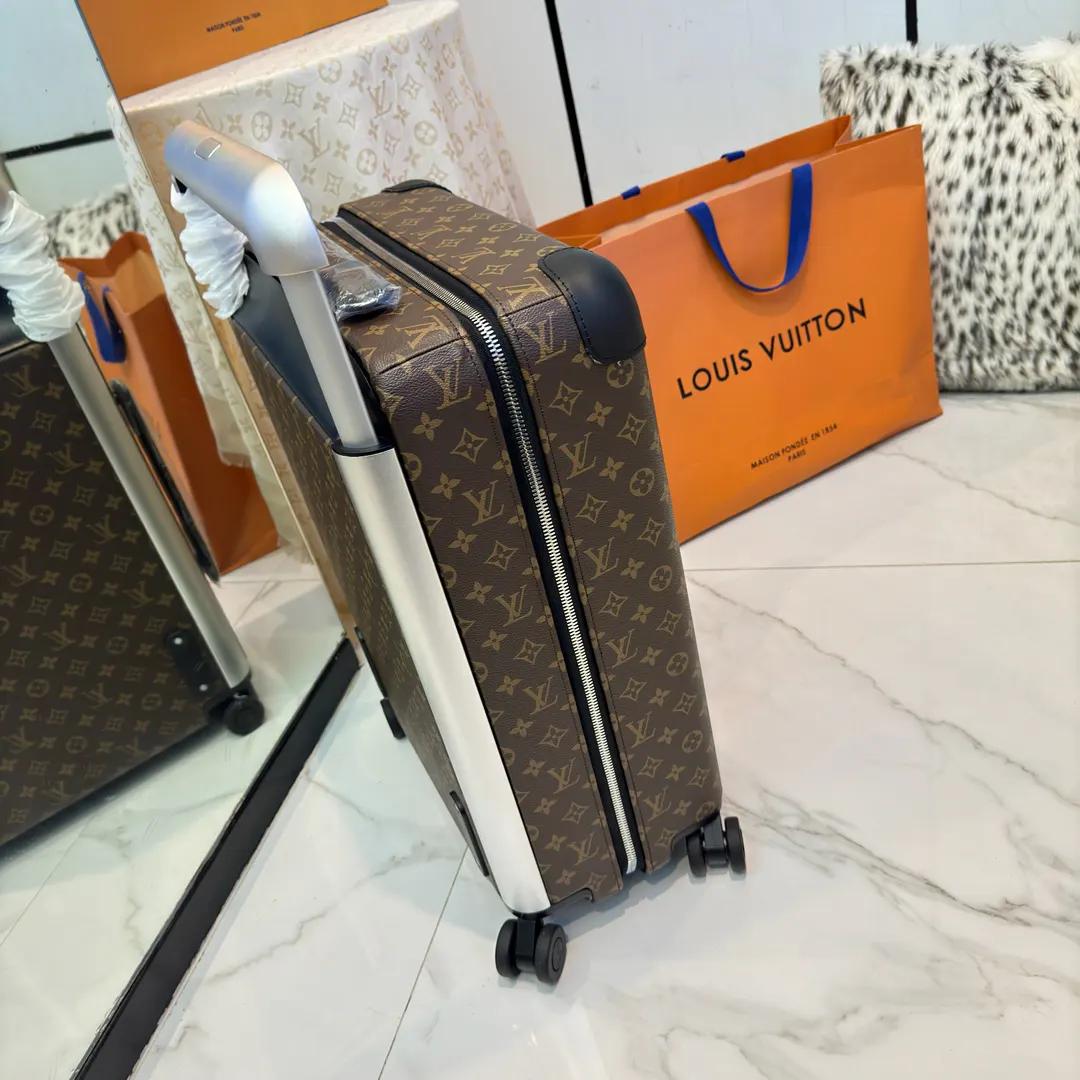 LV 黑色 棕色 帆布 ｜ 版 登机行李箱 四轮 旅行拉杆款 輕便出行款