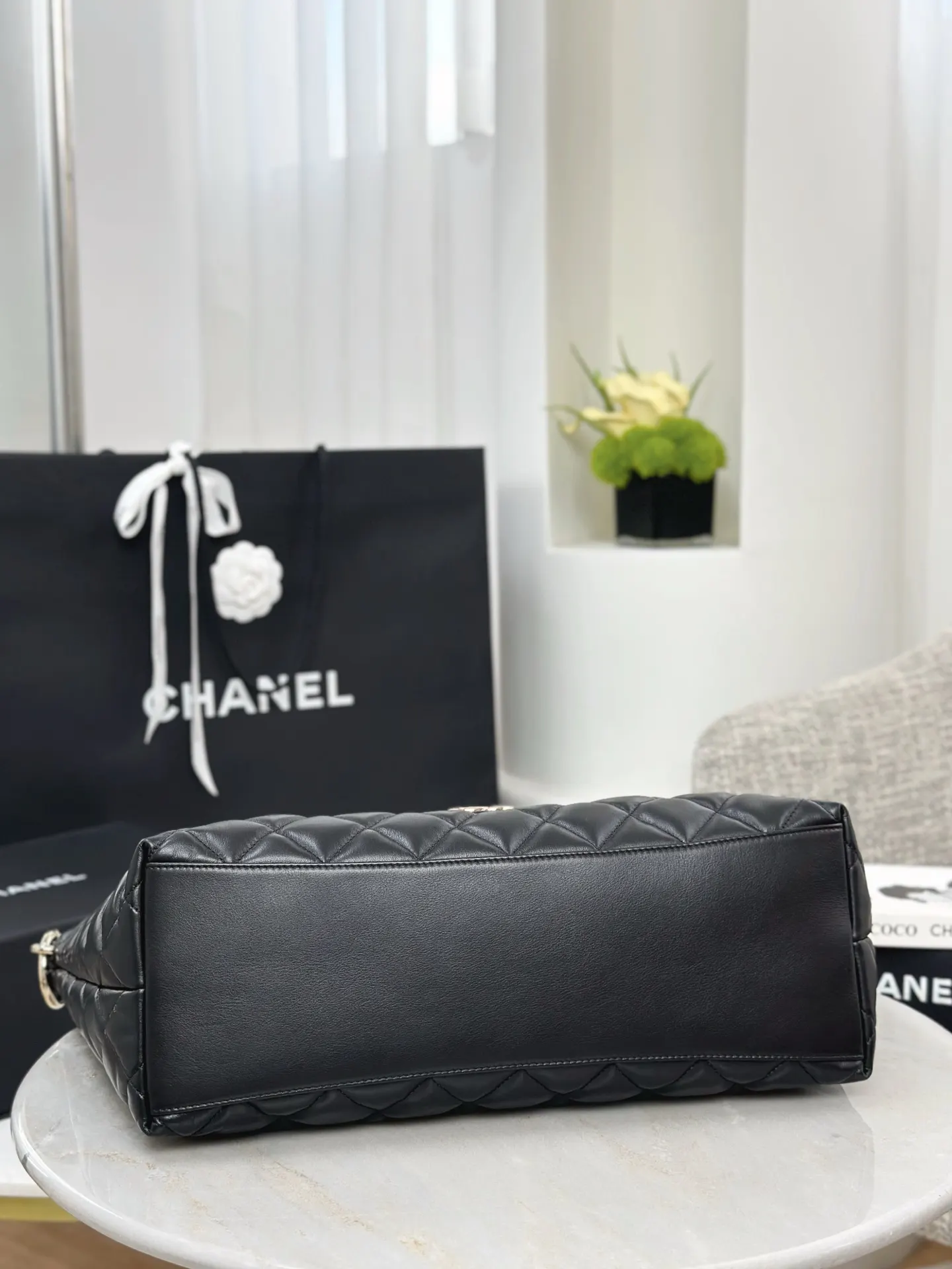 Chanel 黑灰拼色Hobo腋下包 简约单肩