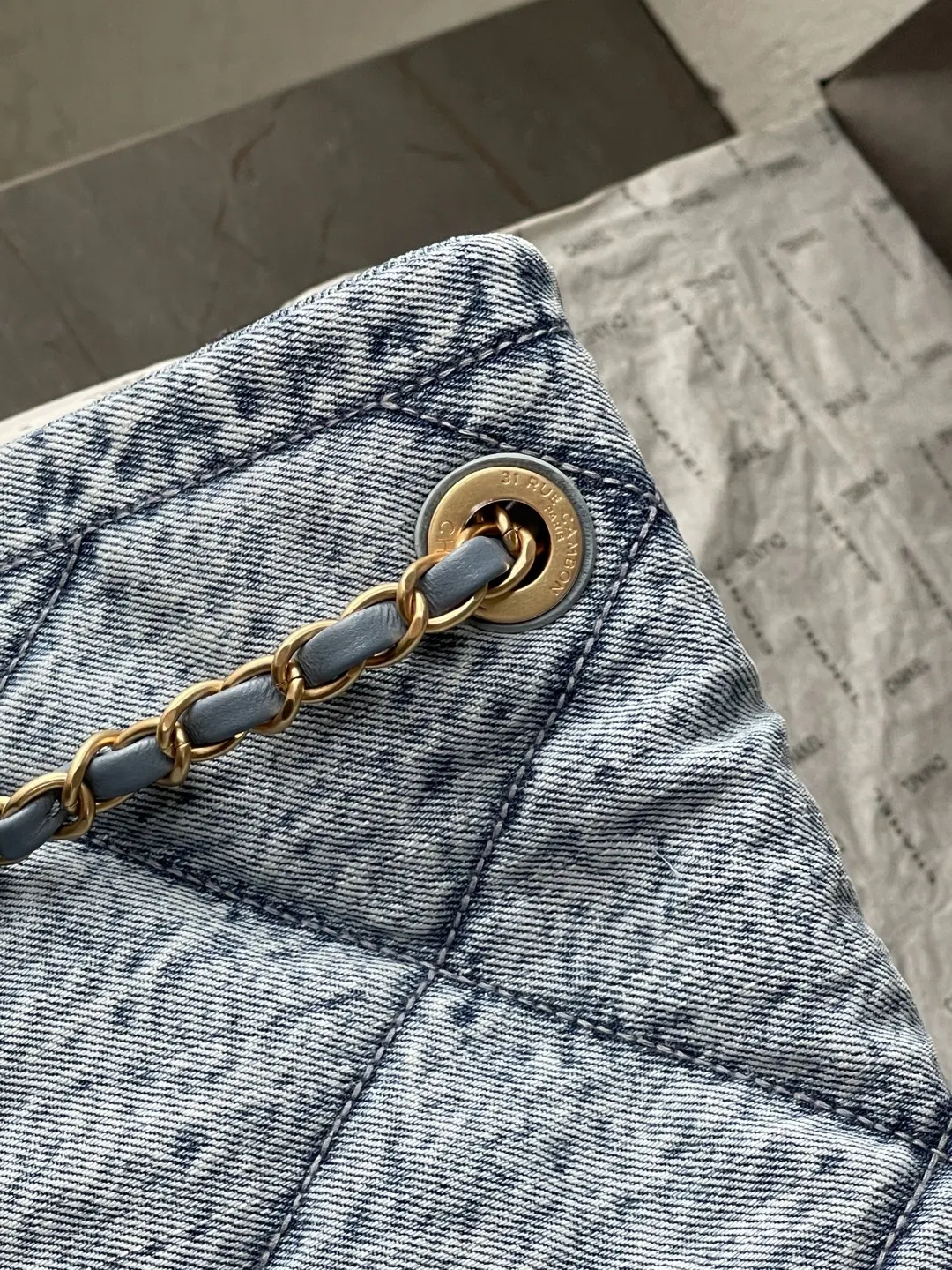 CHANEL 金色 牛仔 鏈條包 精致鏈條款