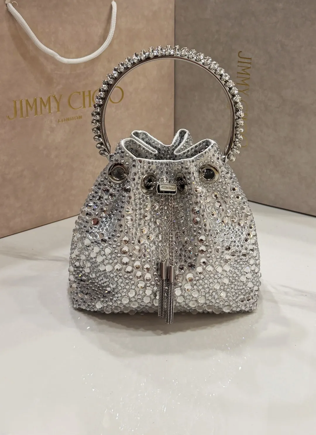 Jimmy Choo Bon Bon手提包 光滑缎面 通勤手提款