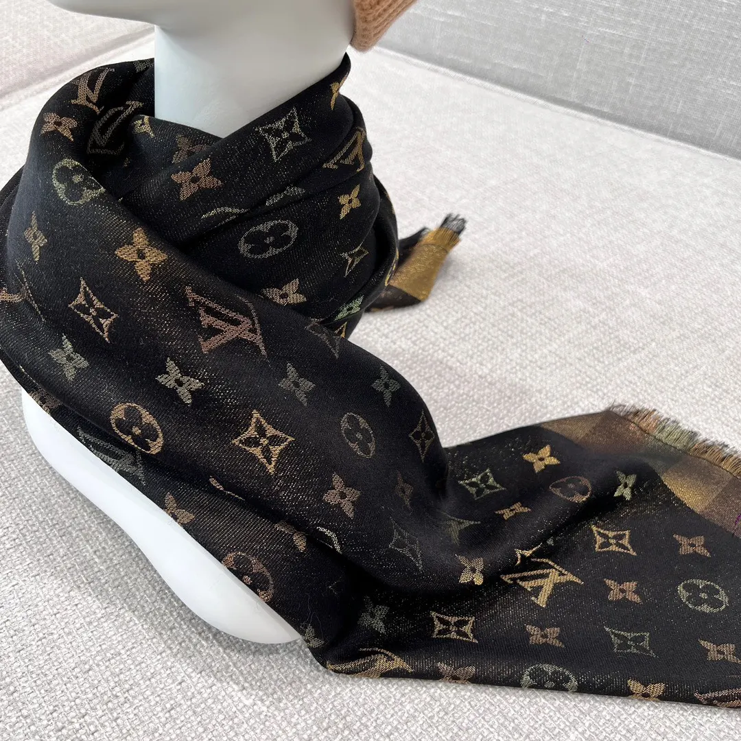 Louis Vuitton 咖色 羊毛 提花 Mo披肩 保暖披肩 圍巾