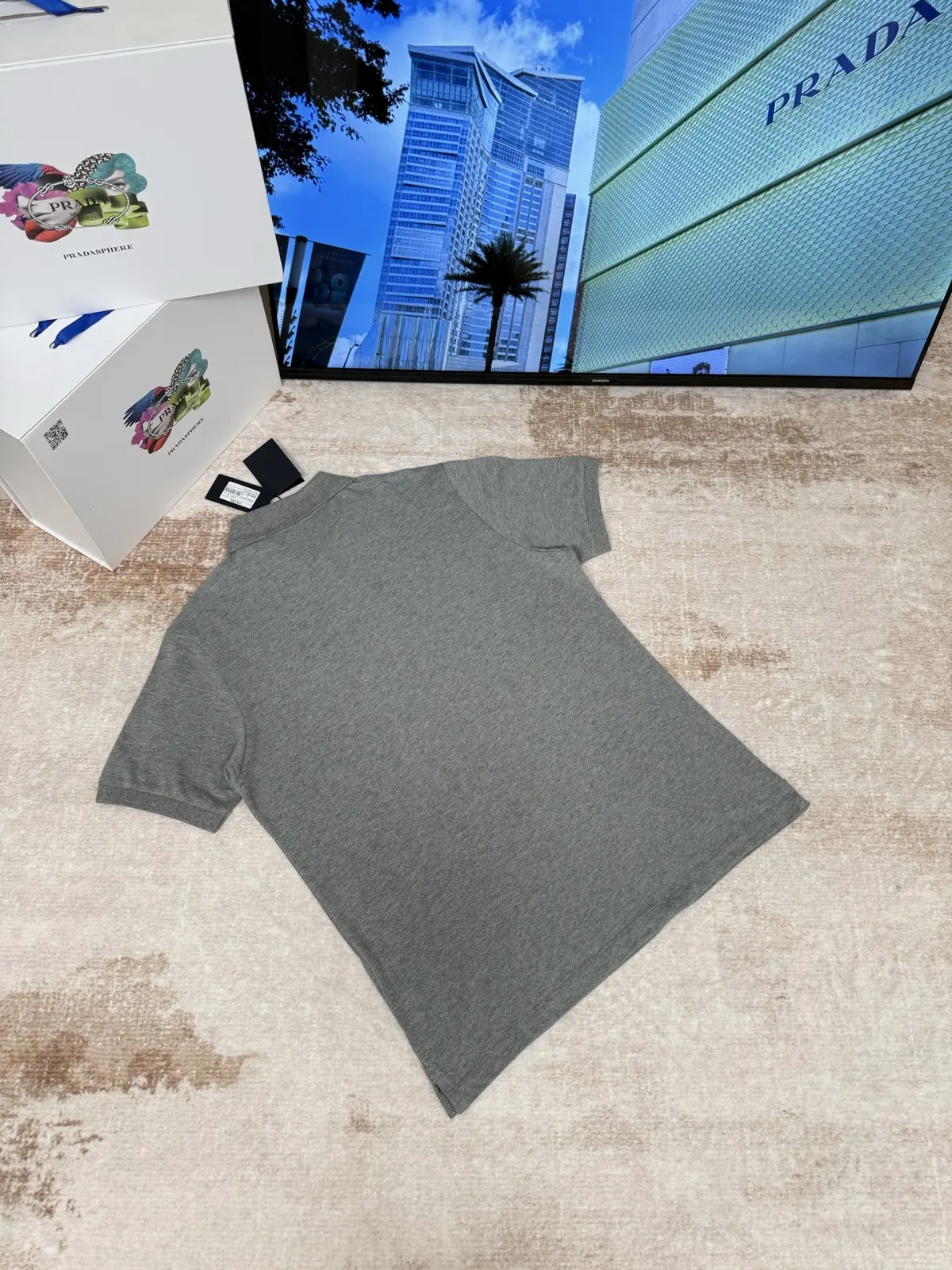 Prada Triangle Logo Cotton Polo Shirt