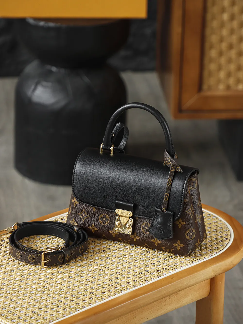 Black Monogram Top Handle Bag Commuter