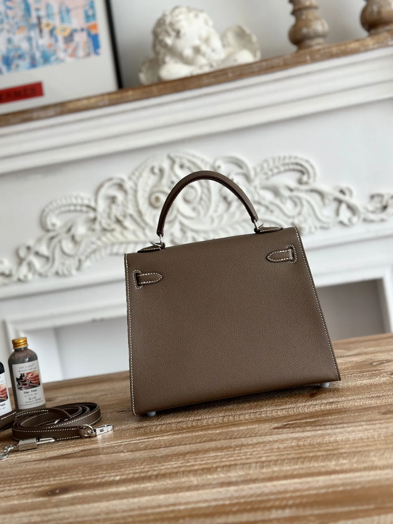 Hermès Kelly 大象灰 Epsom掌纹牛皮 手提包 25cm