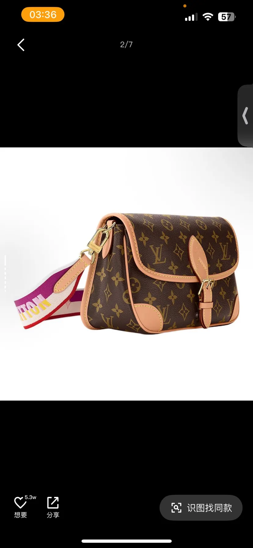 LV Diane Classic Monogram Shoulder and Crossbody Bag Image 2 LV Diane Classic Monogram Shoulder and Crossbody Bag Image 2