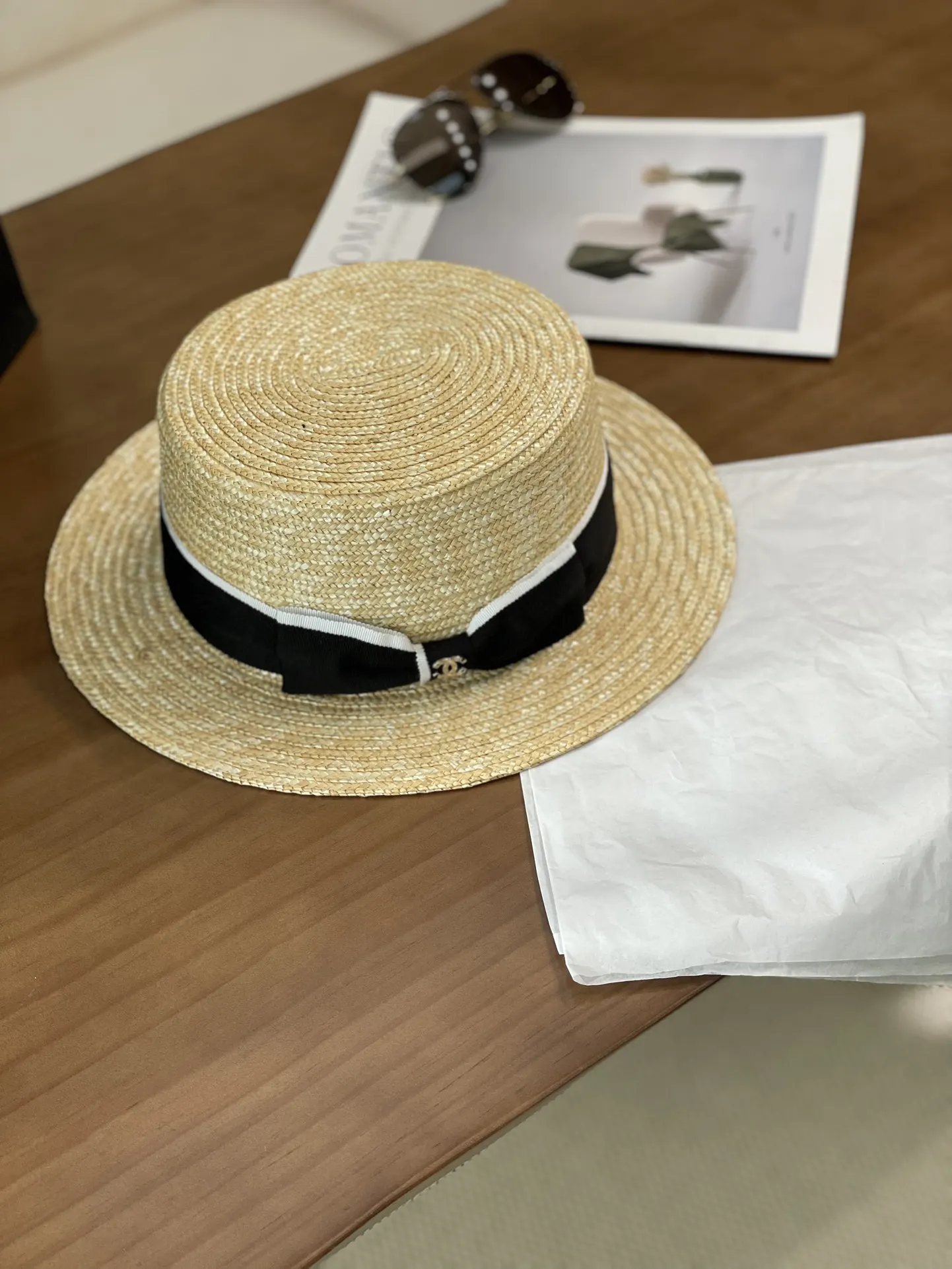 Chanel 蝴蝶 编织 防晒 遮阳 草帽 度假遮阳 帽子