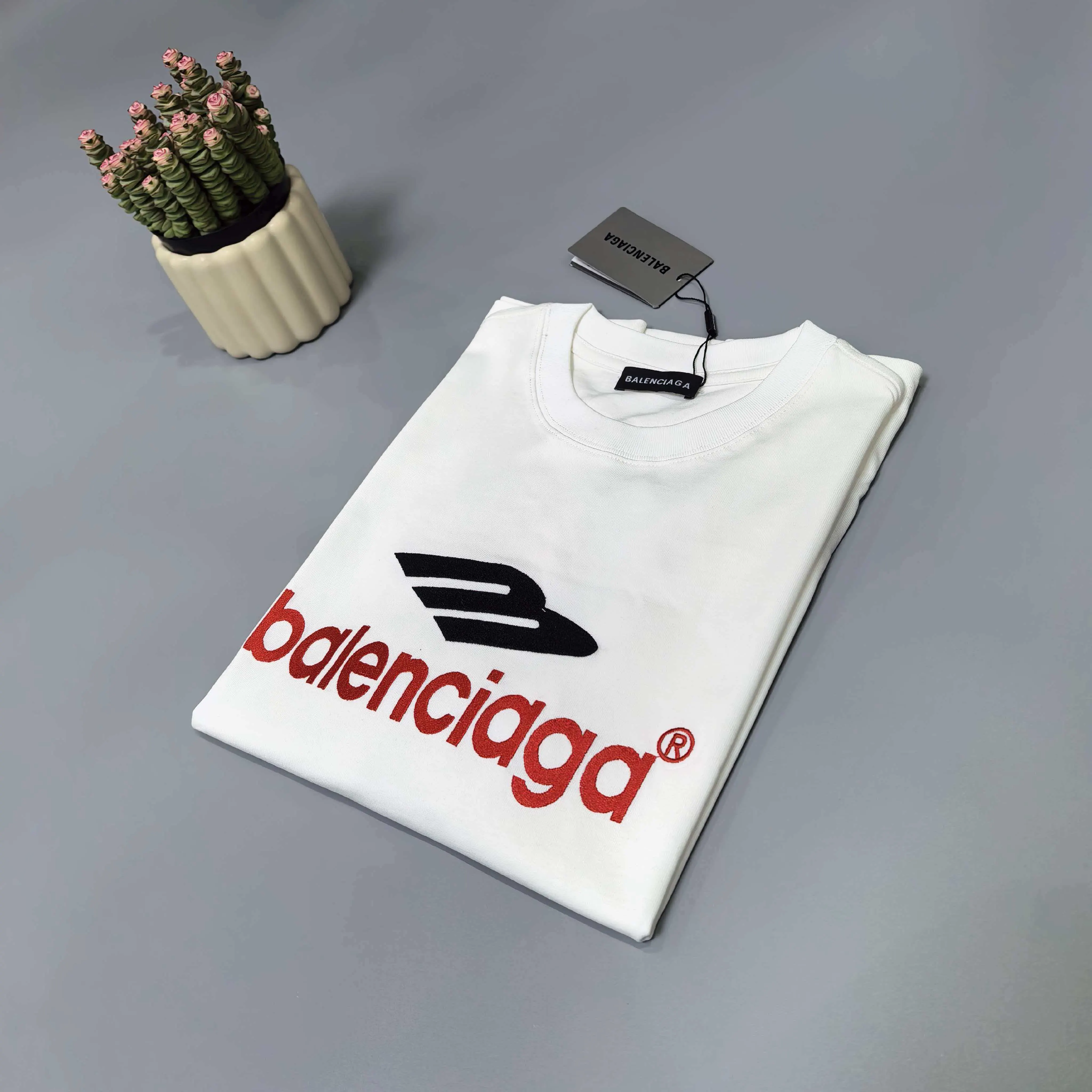 Balenciaga Embroidery Cotton Short Sleeve T-Shirt Street Casual Style