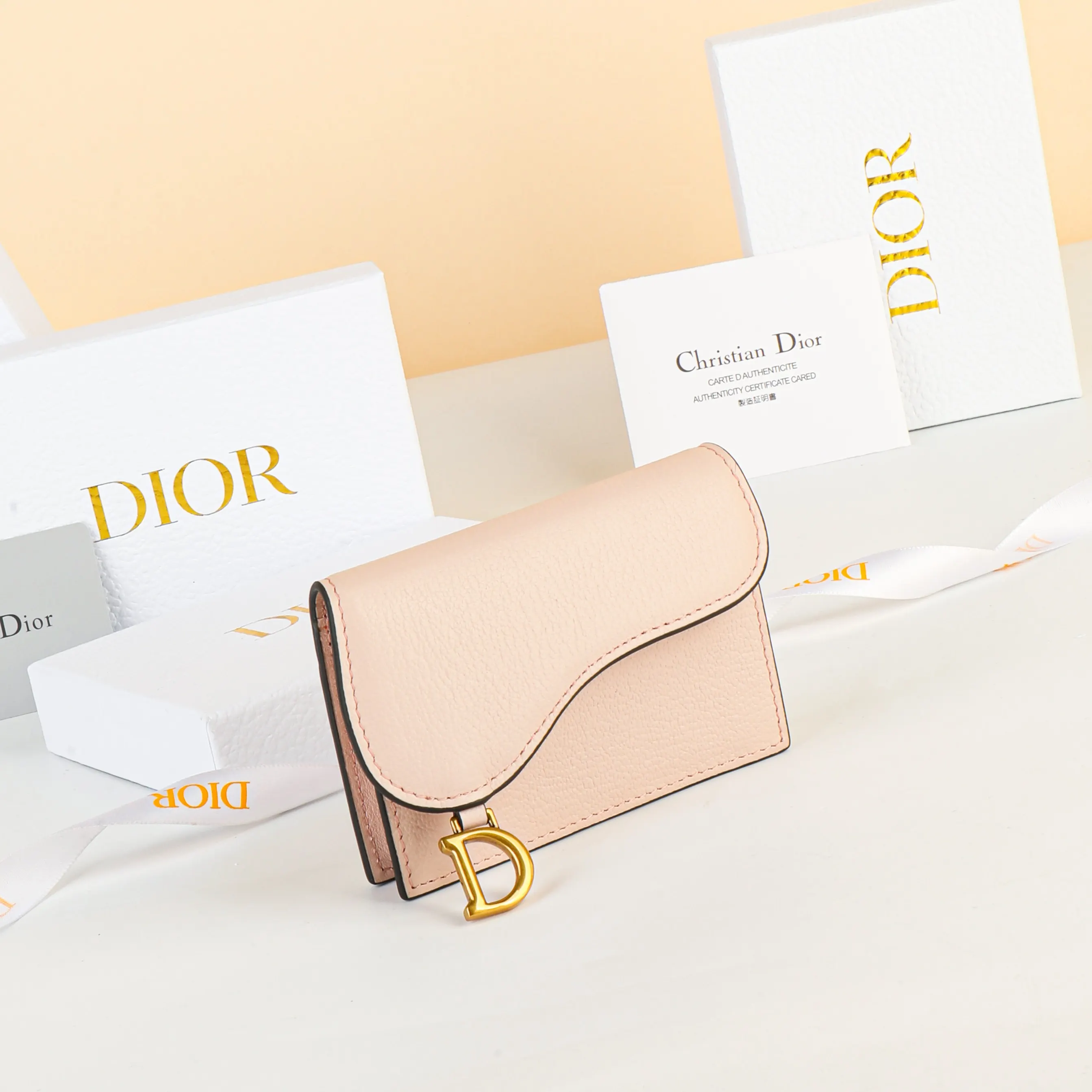 Dior Saddle 粉色 皮革 钱包