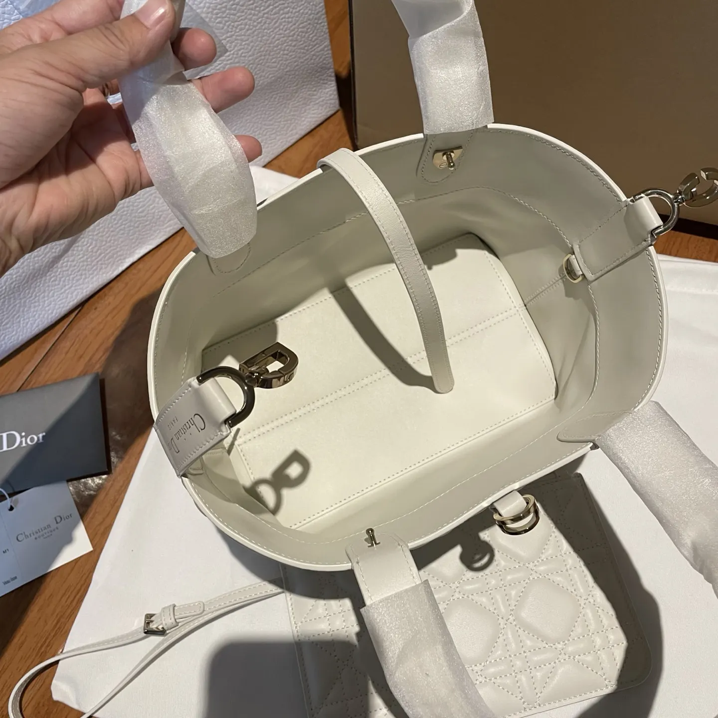 Dior White Bucket Bag Casual Leather