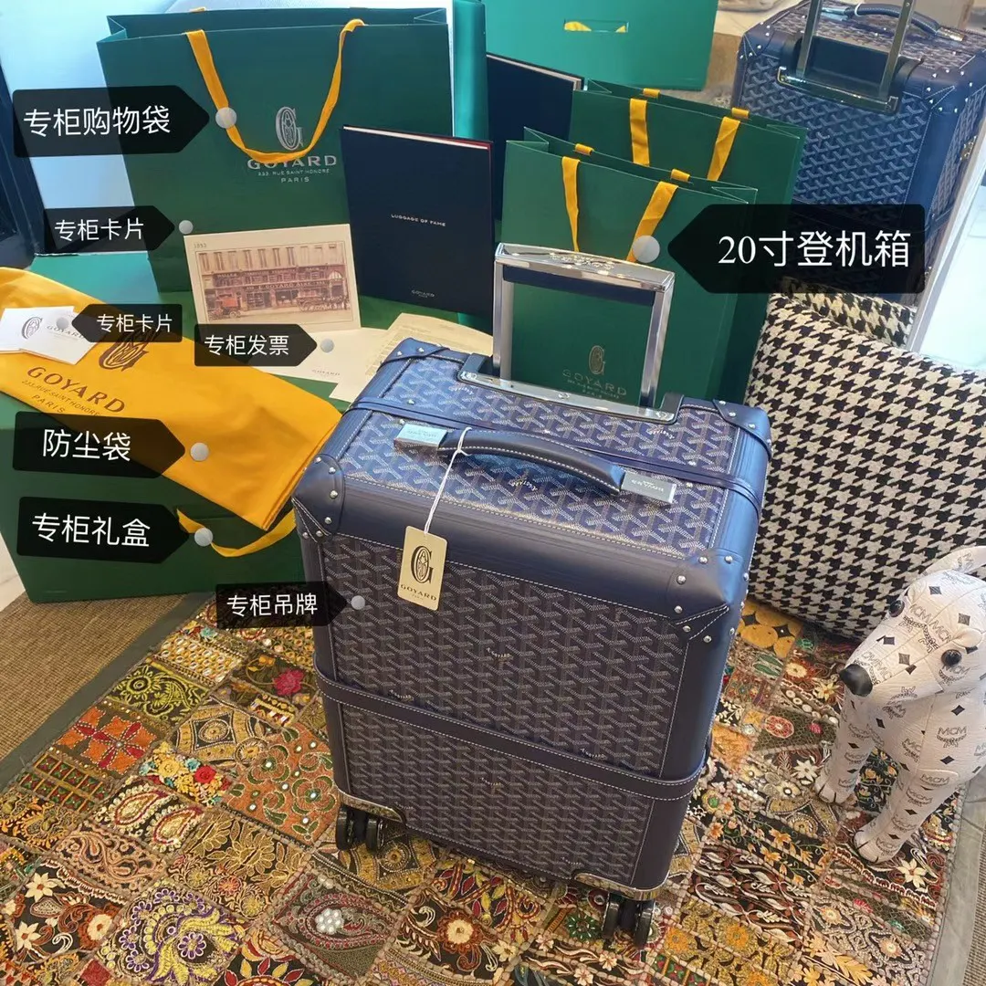 老花 深蓝 帆布 送礼首选 行李箱 旅行拉杆款 轻便出行款