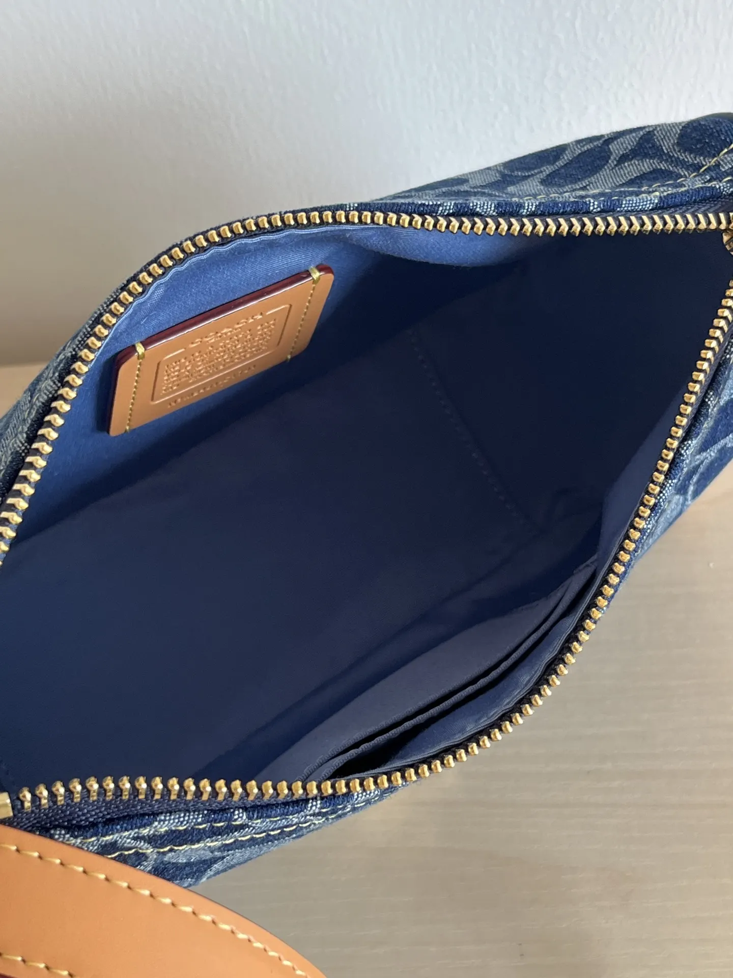 Coach 藍色 丹宁 牛皮 雙肩包 实用雙肩款