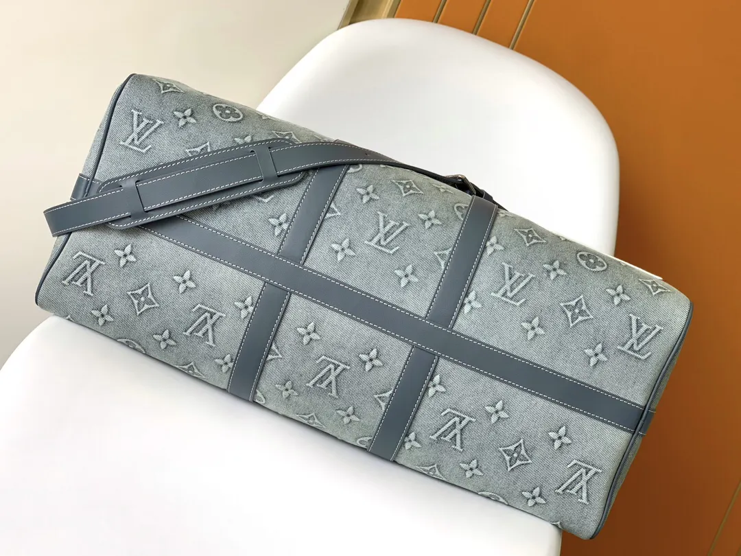 LV Keepall 牛仔 丹宁 牛皮 旅行袋 大容量旅行款
