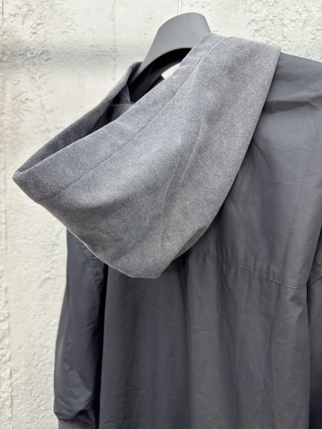 Balenciaga Layered Short-Sleeve Hooded Shirt in Grey and Black