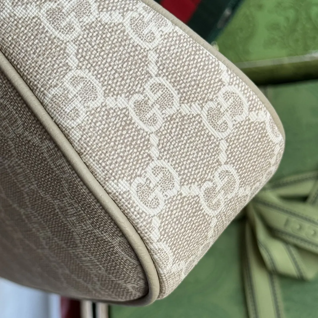 Gucci Brown Beige Crossbody Bag Lightweight Canvas