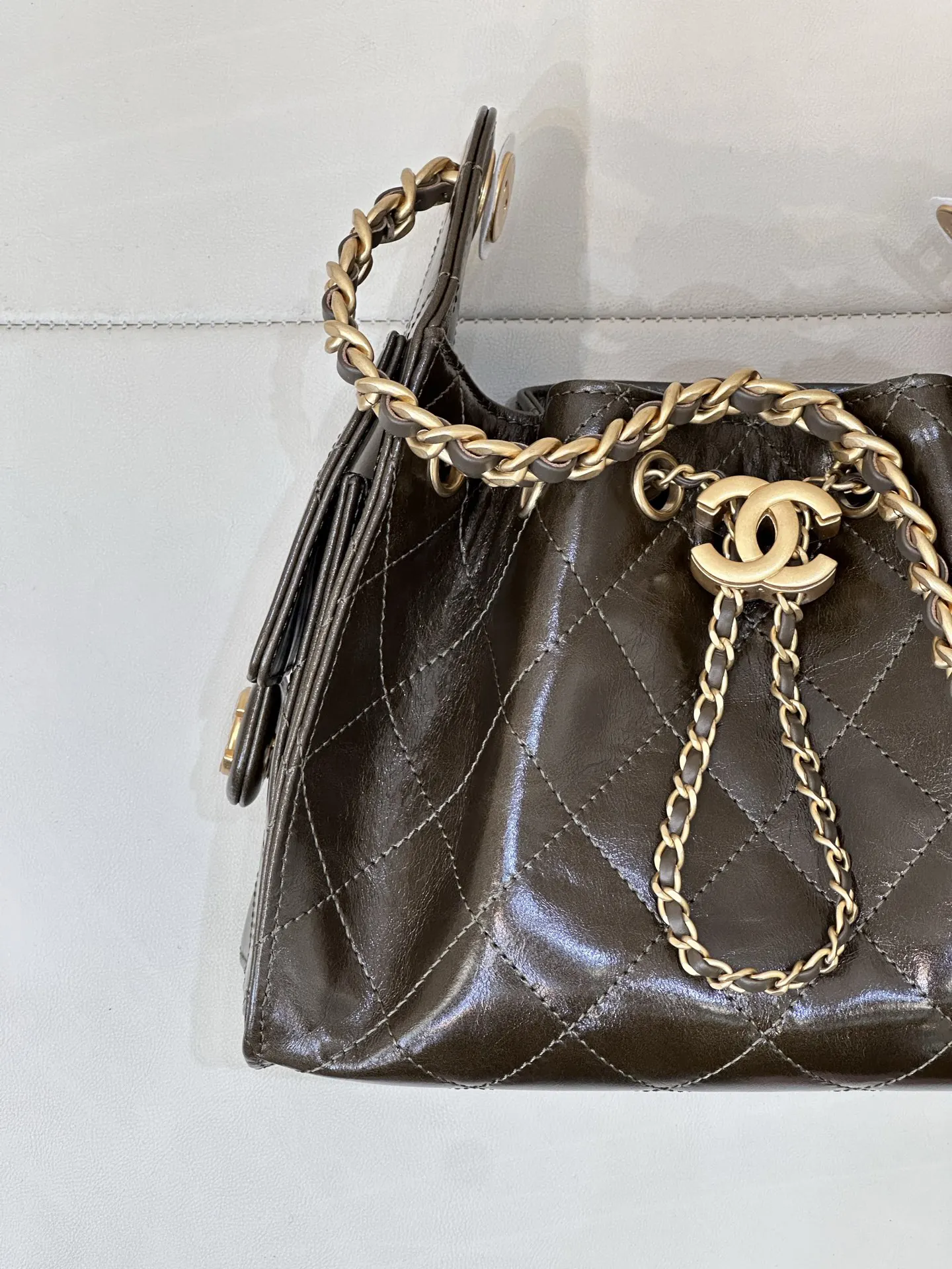 Chanel Black Leather Bucket Bag